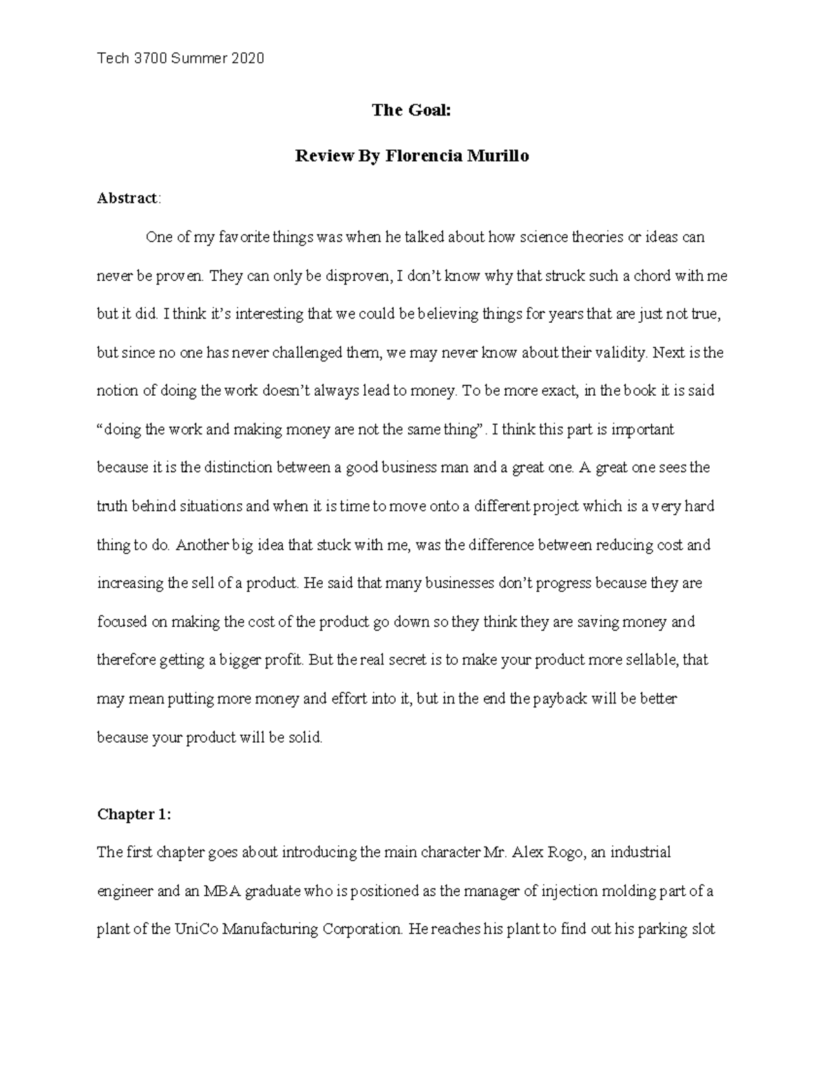 The Goal Book Review The Goal Review By Florencia Murillo Abstract