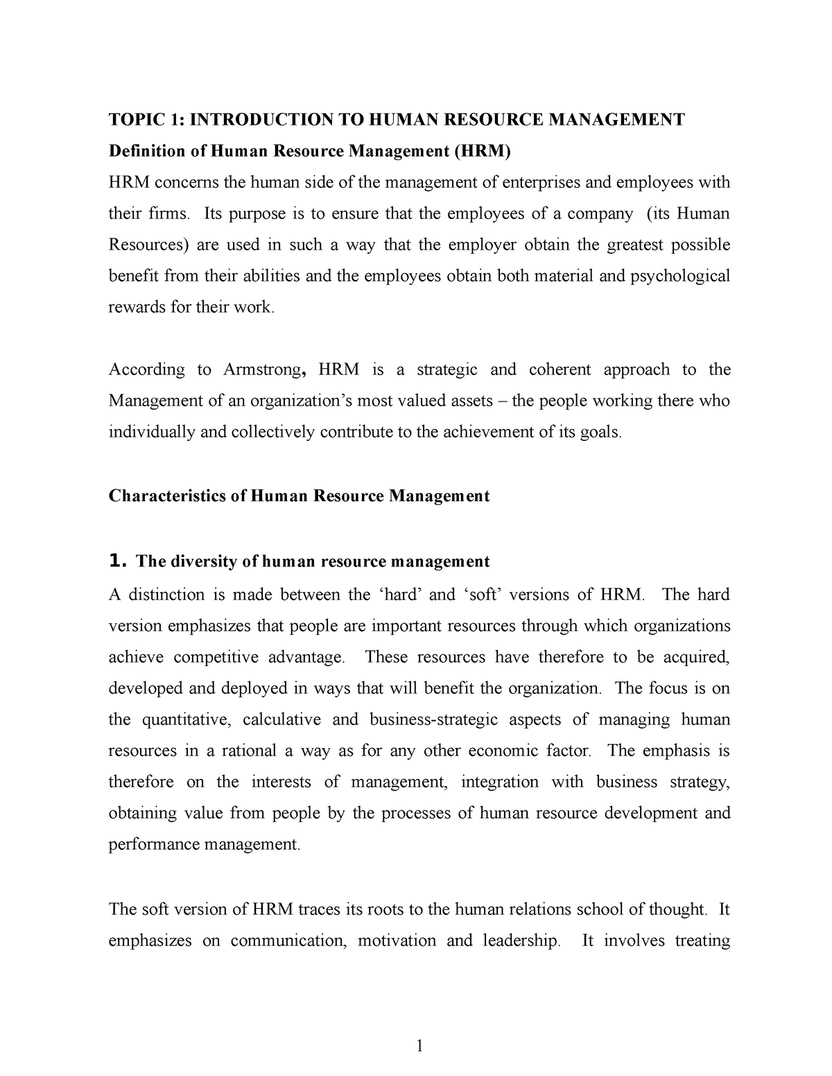 human resource management bachelor thesis