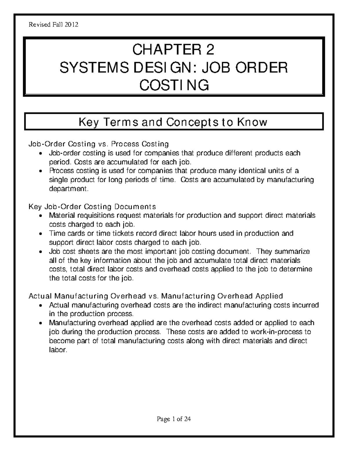 Module 4 Multiple Job Order - CHAPTER 2 SYSTEMS DESI GN: JOB ORDER ...