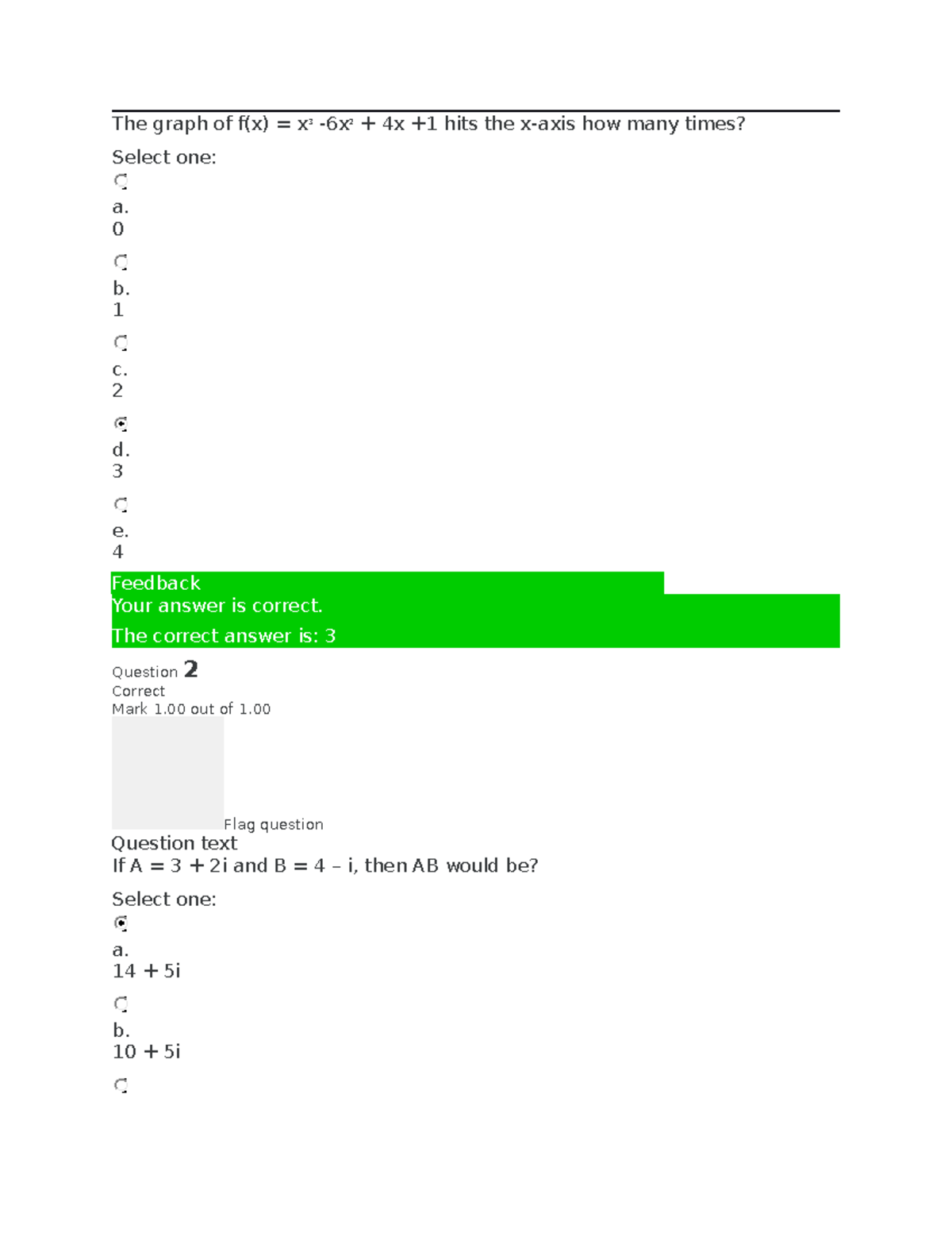 Math 1201 Graded Quiz Unit 3 - The Graph Of F(x) = X 3 -6x 2 + 4x +1 ...