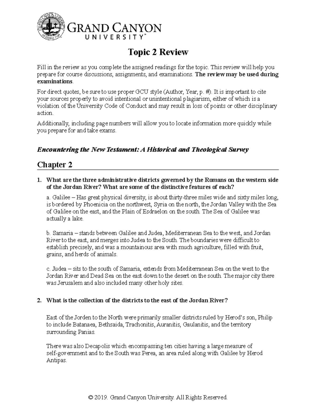 Week two Review - Topic 2 Review Fill in the review as you complete the ...