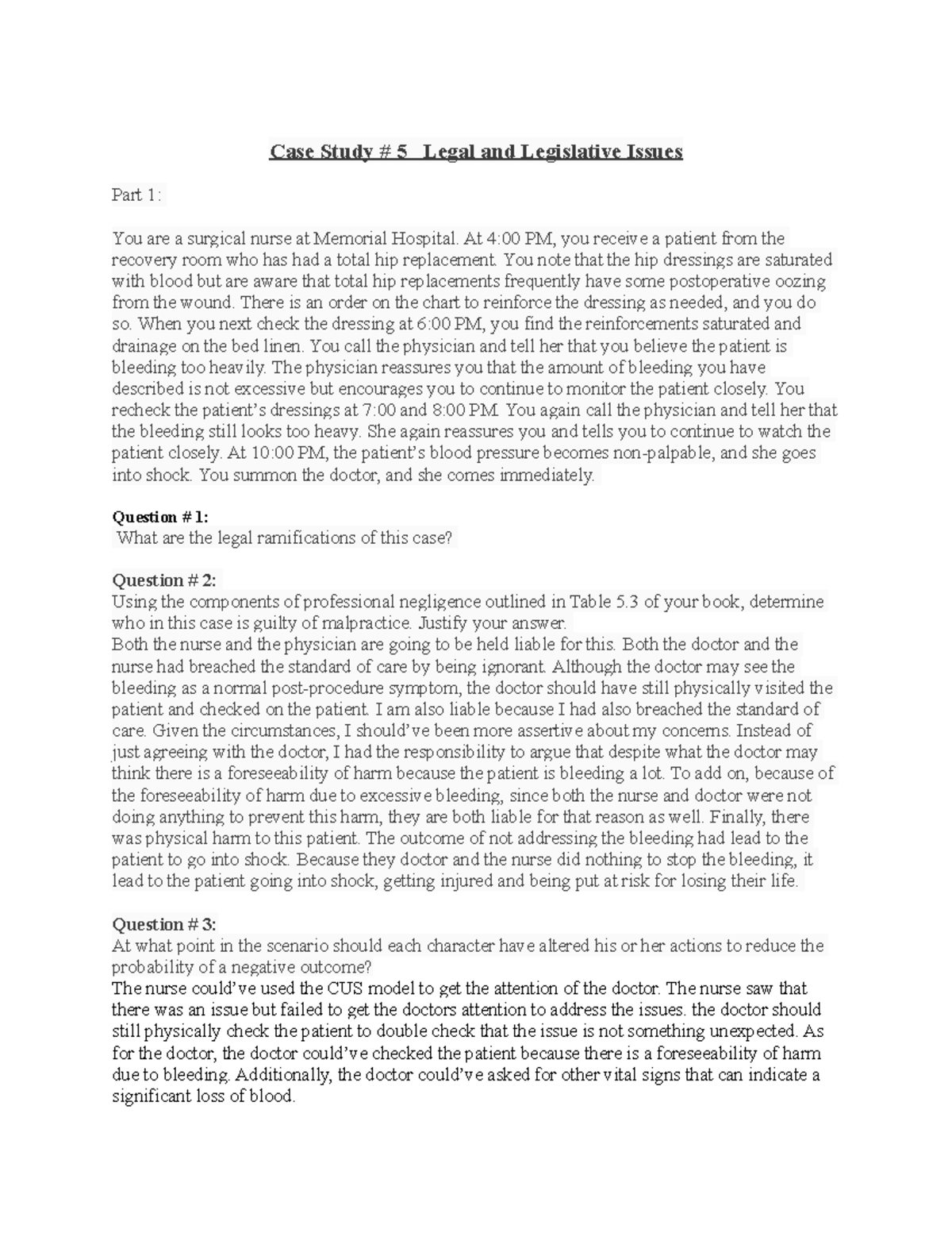 Case Study 205 - USFCA Lecture Notes Fundamentals - Case Study # 5 ...