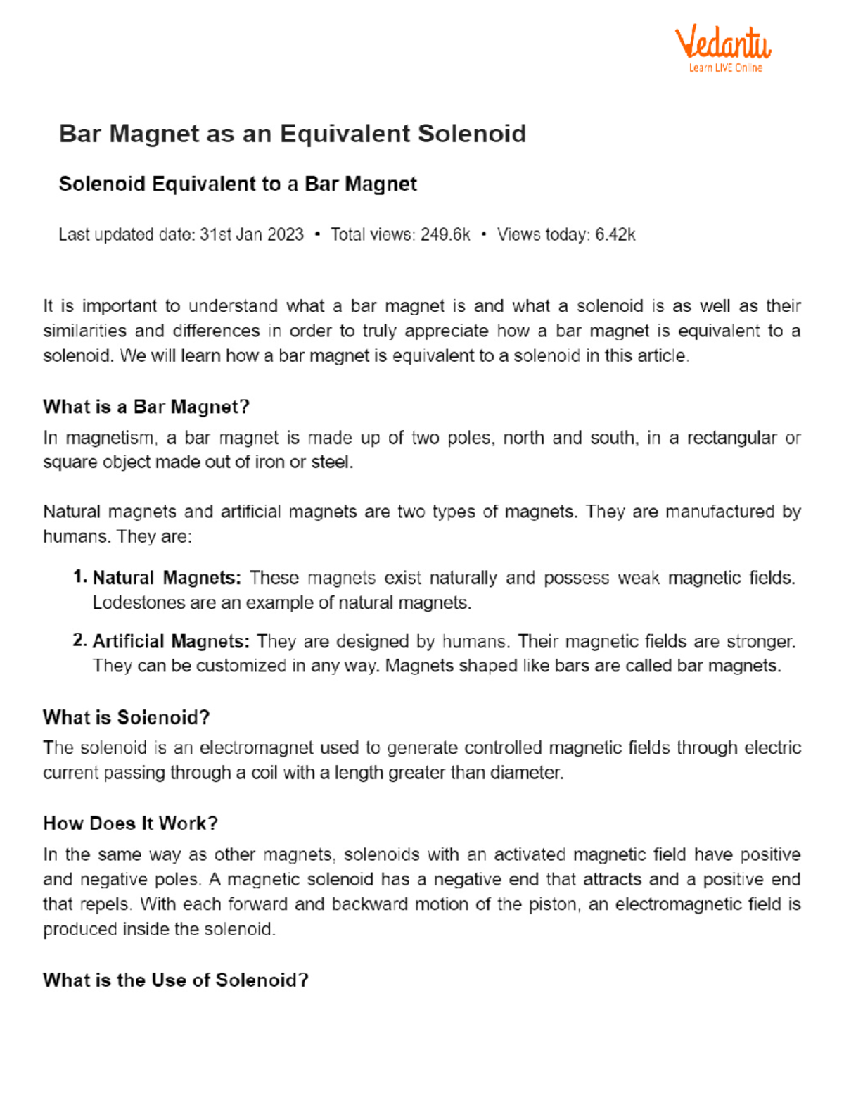 Bar Magnet As An Equivalent Solenoid - B.tech CSE - Studocu