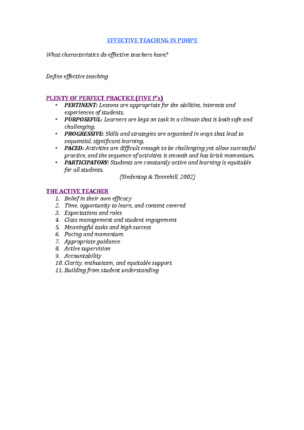 Effective-Teaching - Notes for the subject of effective teaching which ...