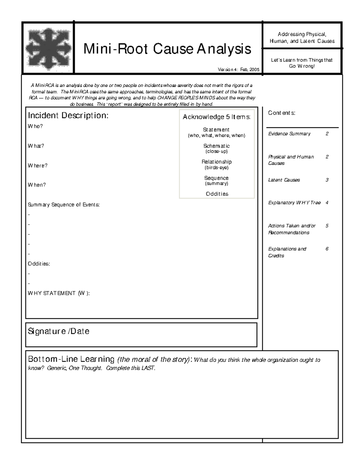 Mini RCA Report Format-VER020805 - Mini-Root Cause Analysis Let’s Learn ...
