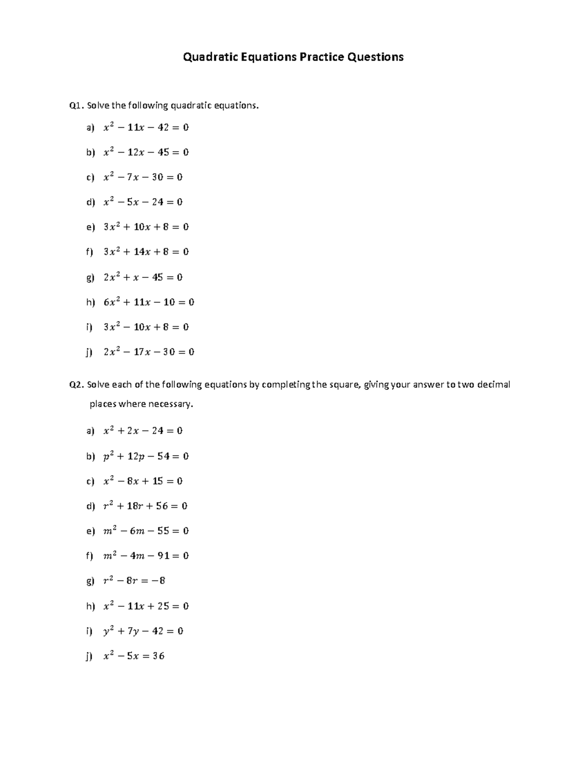 quadratic-equations-practice-questions-solve-the-following-quadratic