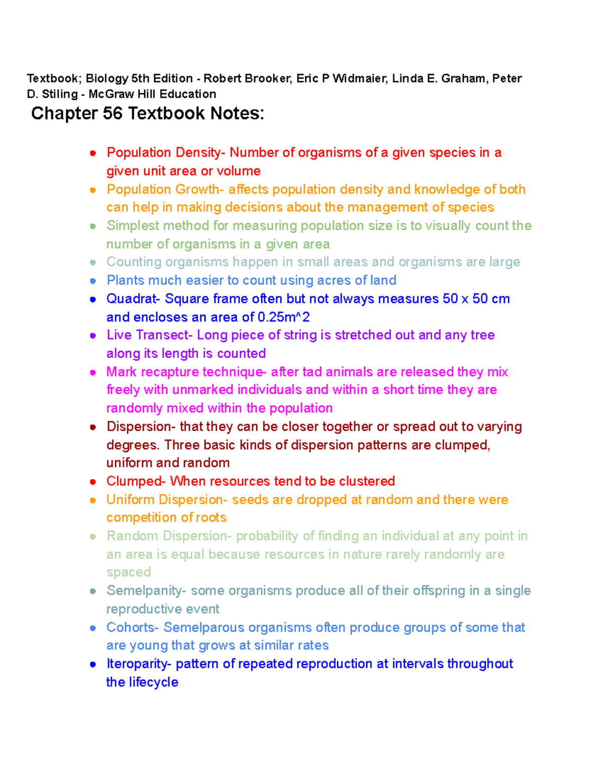 Textbook; Biology 5th Edition - Mc Graw Hill Education CHP 56 ...