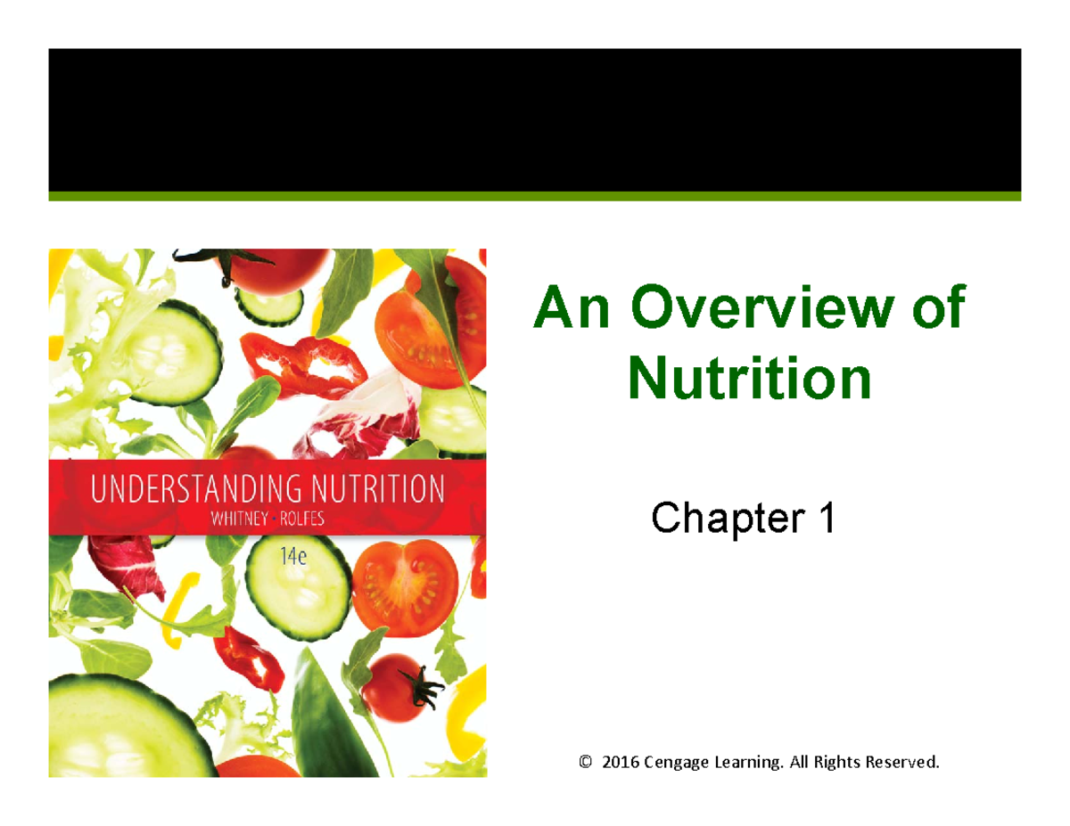 CHEM 206 Chapter 1 2018 1 sheets per slide - An Overview of Nutrition ...