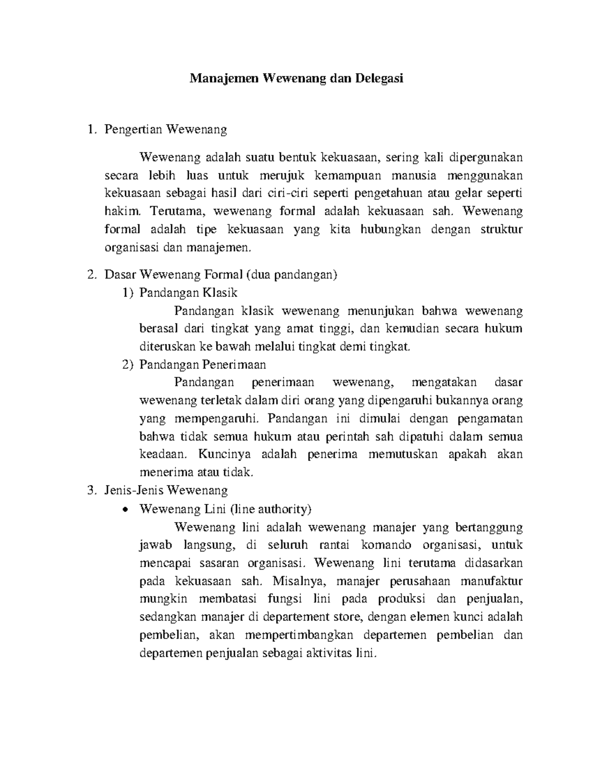 Manajemen Wewenang Dan Delegasi - Manajemen Wewenang Dan Delegasi ...