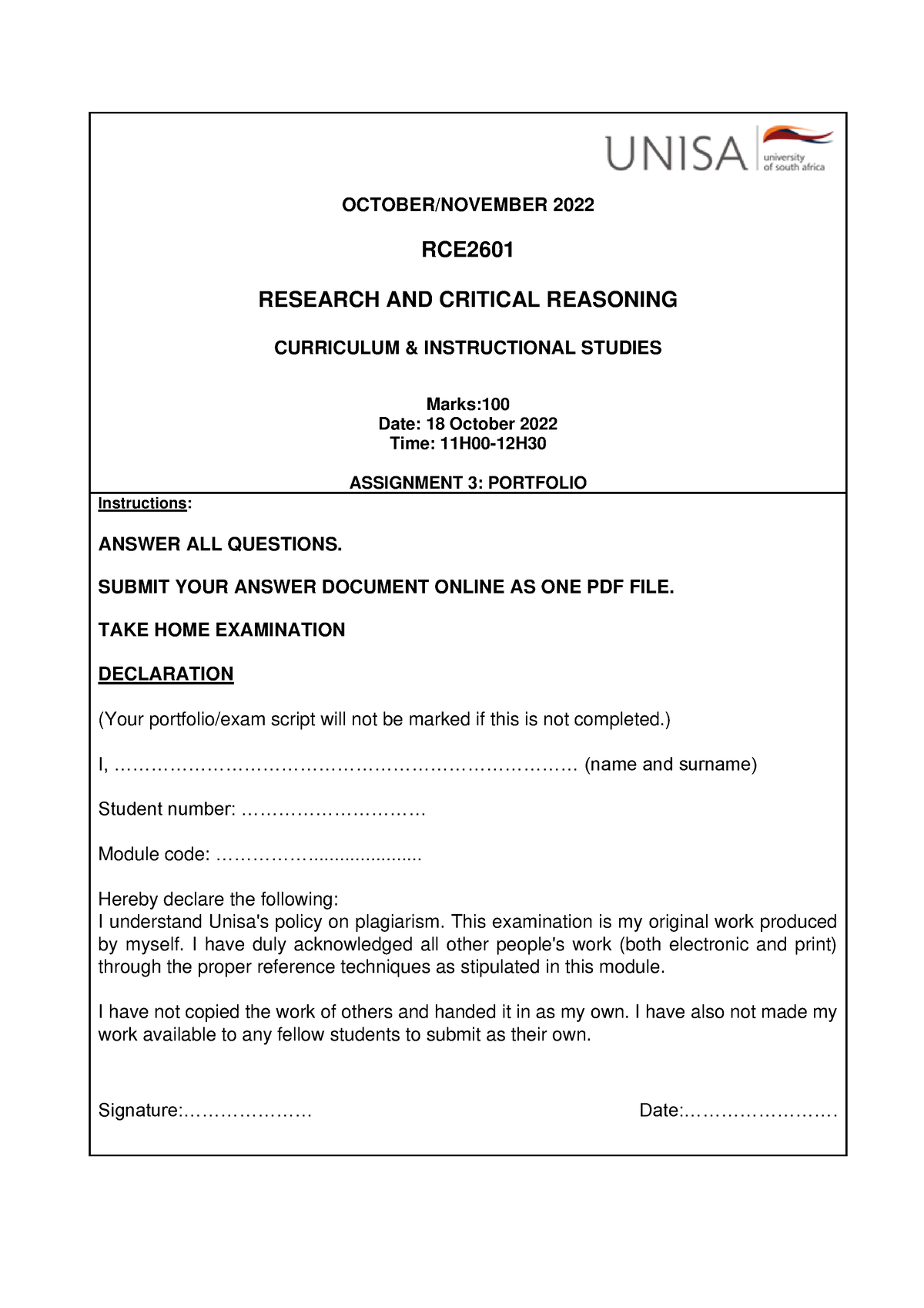 Rce2601 Oct Nov 2022 Exam Papers OCTOBER NOVEMBER 2022 RCE RESEARCH   Thumb 1200 1697 