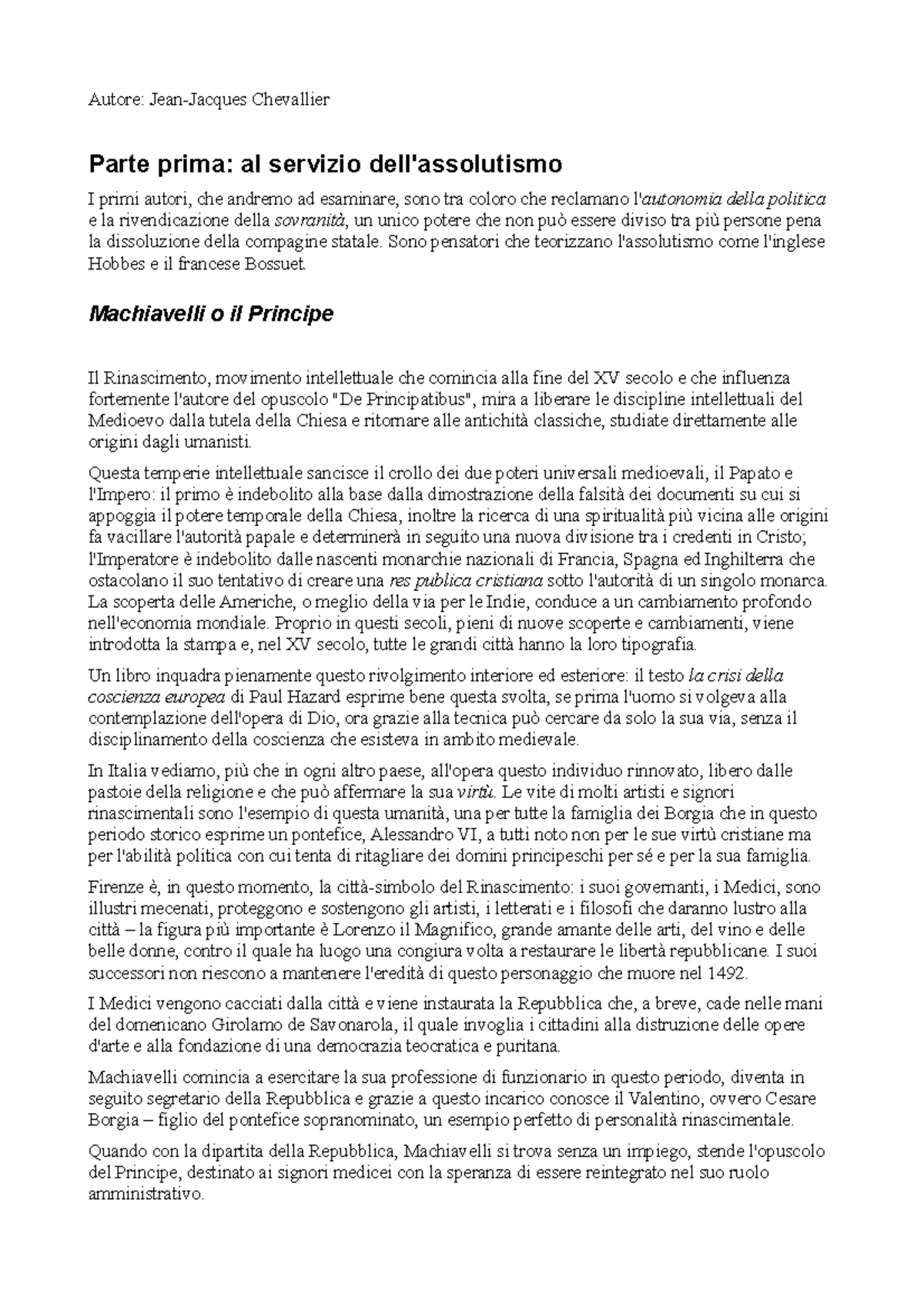 Chevallier Le Grandi Opere Del Pensiero Politico