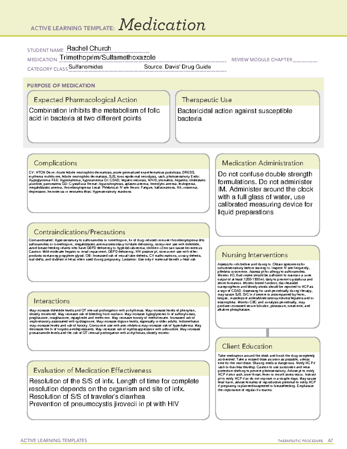 Sulfanomides (Week 2) - ACTIVE LEARNING TEMPLATES THERAPEUTIC PROCEDURE ...