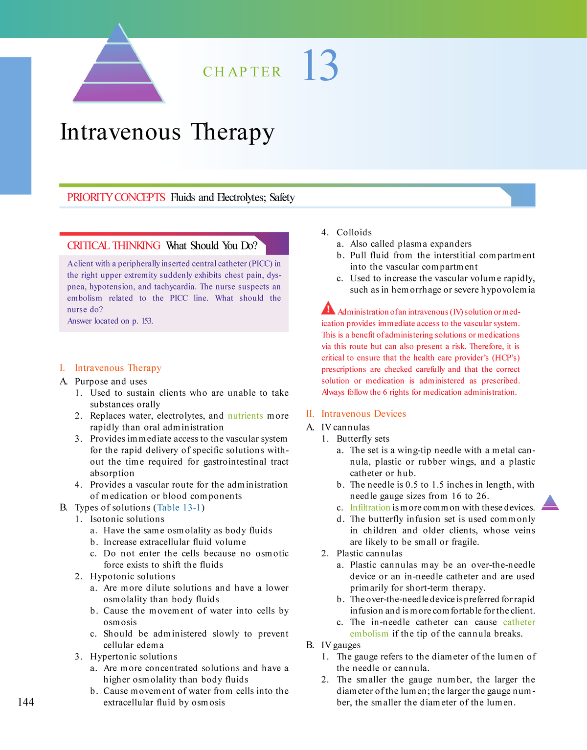 Saunders Intravenous Therapy RN Nclex C H A P T E R 13 Intravenous