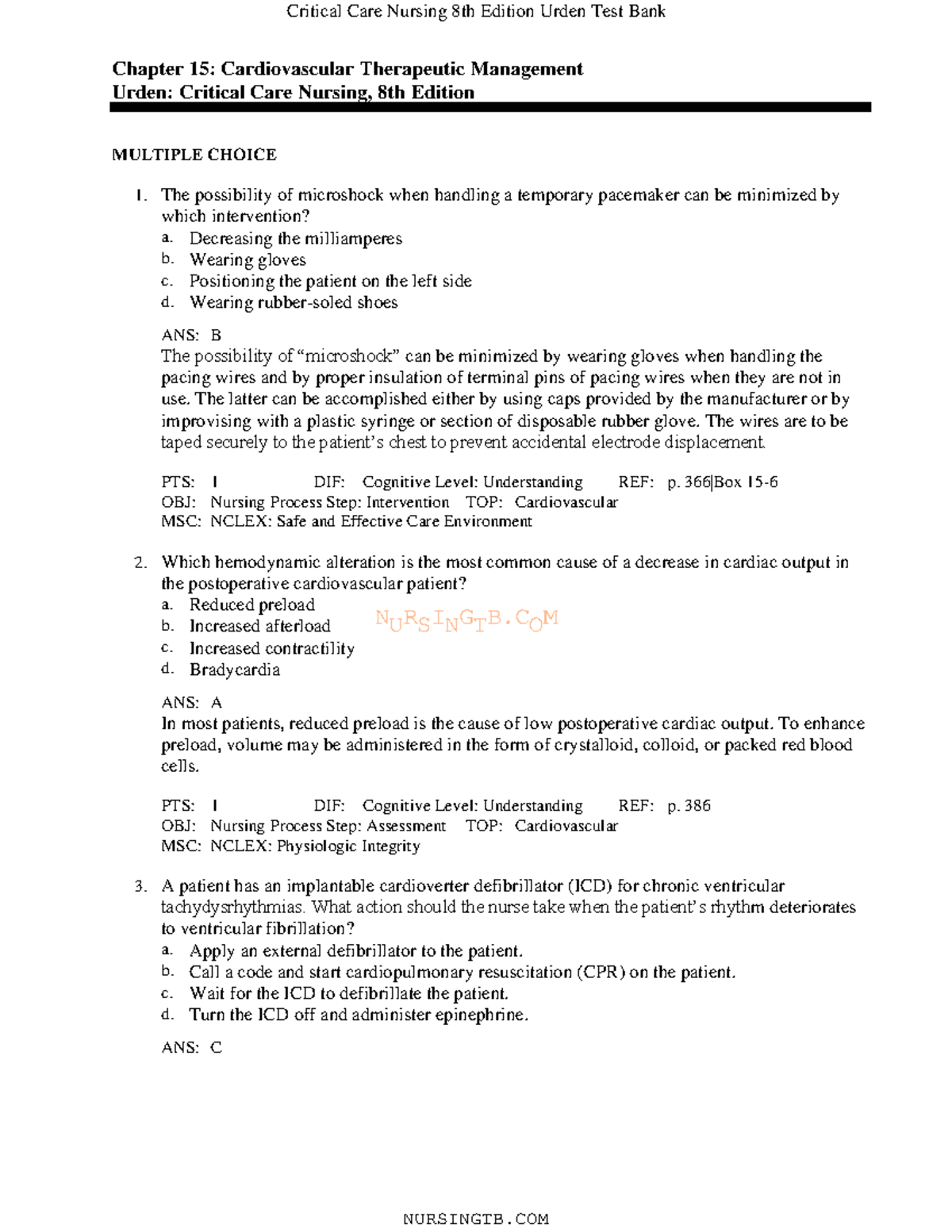 15 - Studying Material - NURSINGTB Chapter 15: Cardiovascular ...