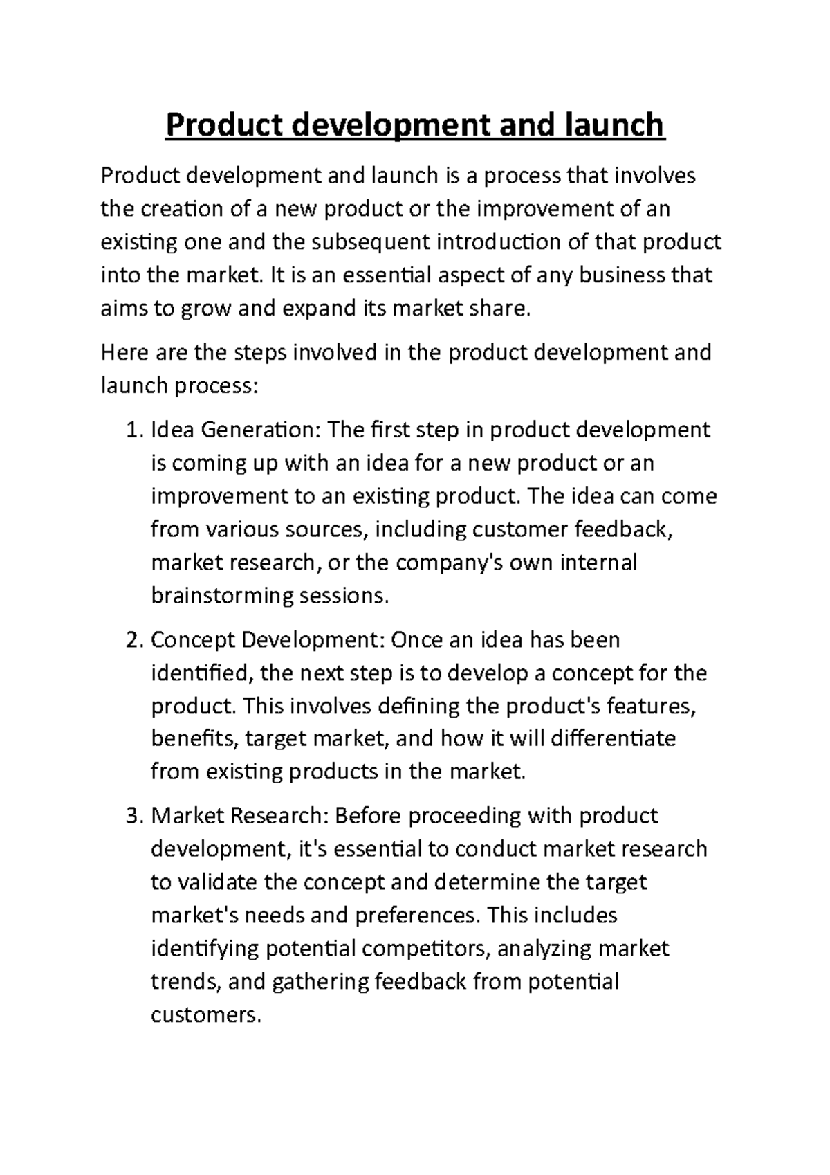 literature review of product development