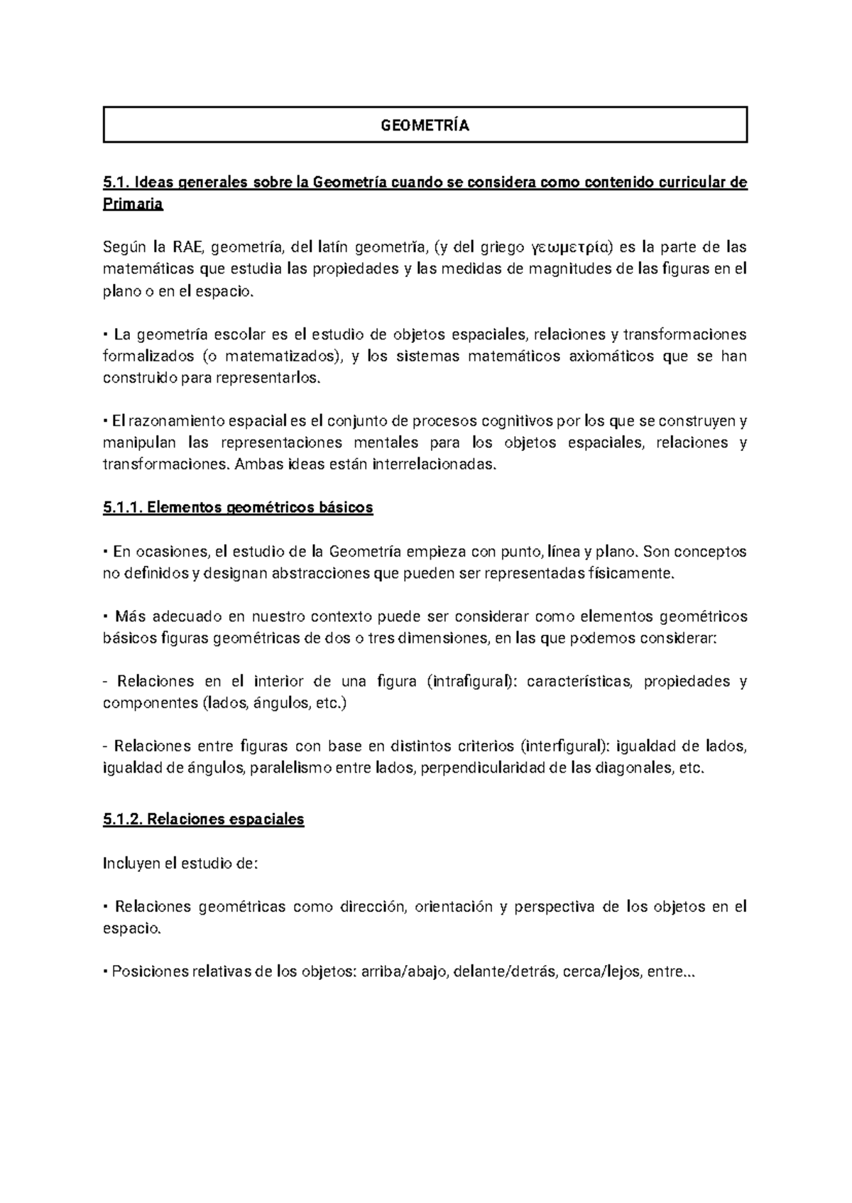 GeometríA-1 - GEOMETRÍA Ideas generales sobre la Geometría cuando se
