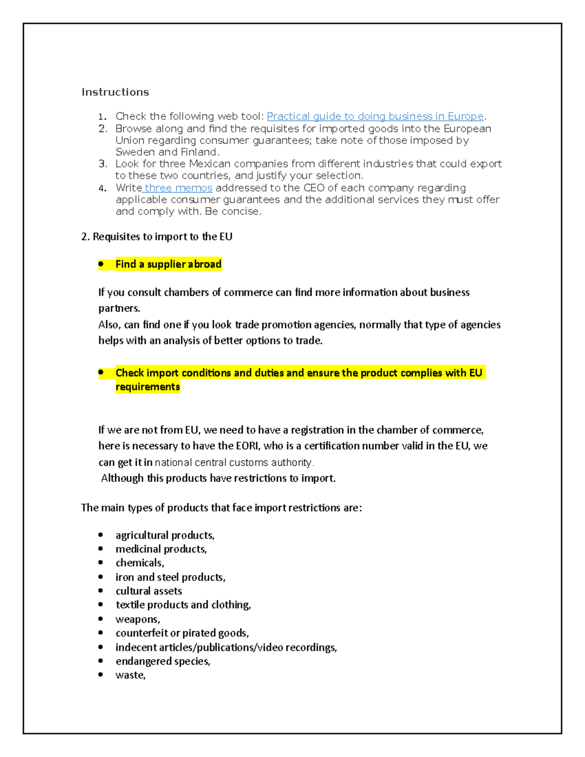 ACT2 Asian European Business - Instructions Check the following web ...