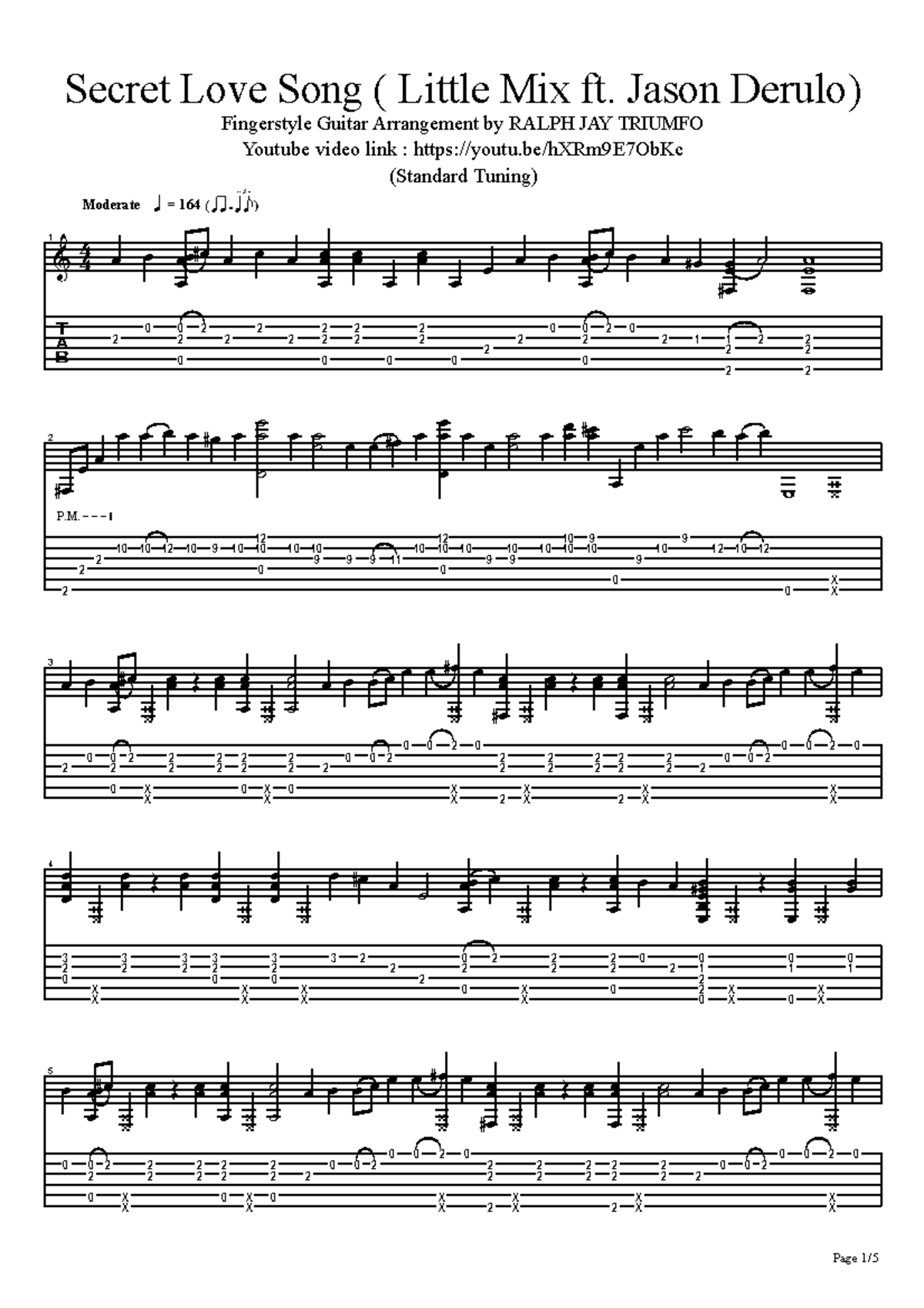 Secret love song (fingerstyle guitar by Ralph Jay Triumfo) Secret