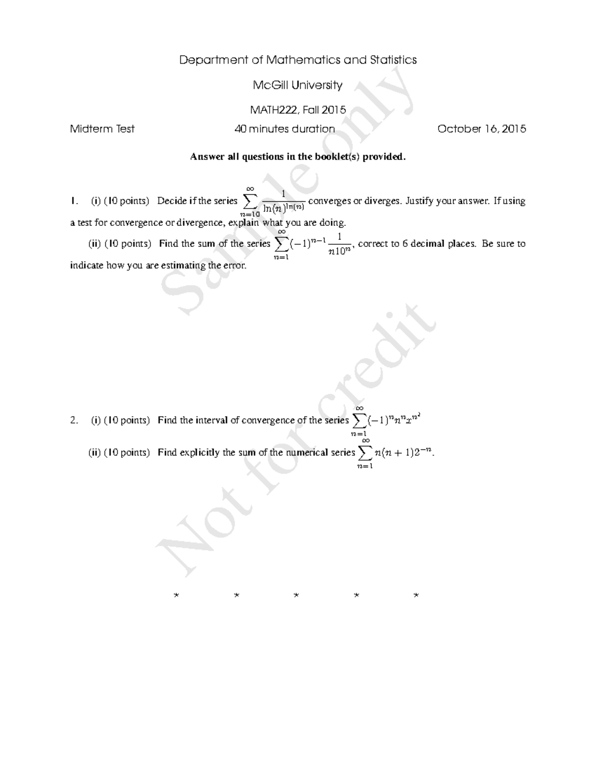 Sample/practice exam 2015, questions and answers - Sample only Not for ...