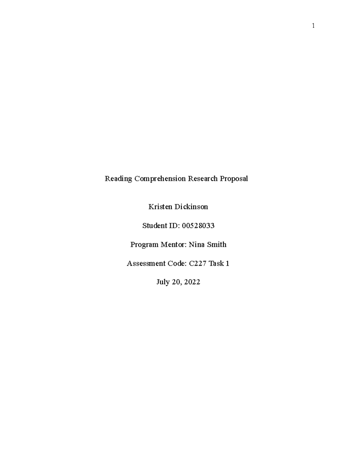C227 - Passed - Reading Comprehension Research Proposal Kristen ...