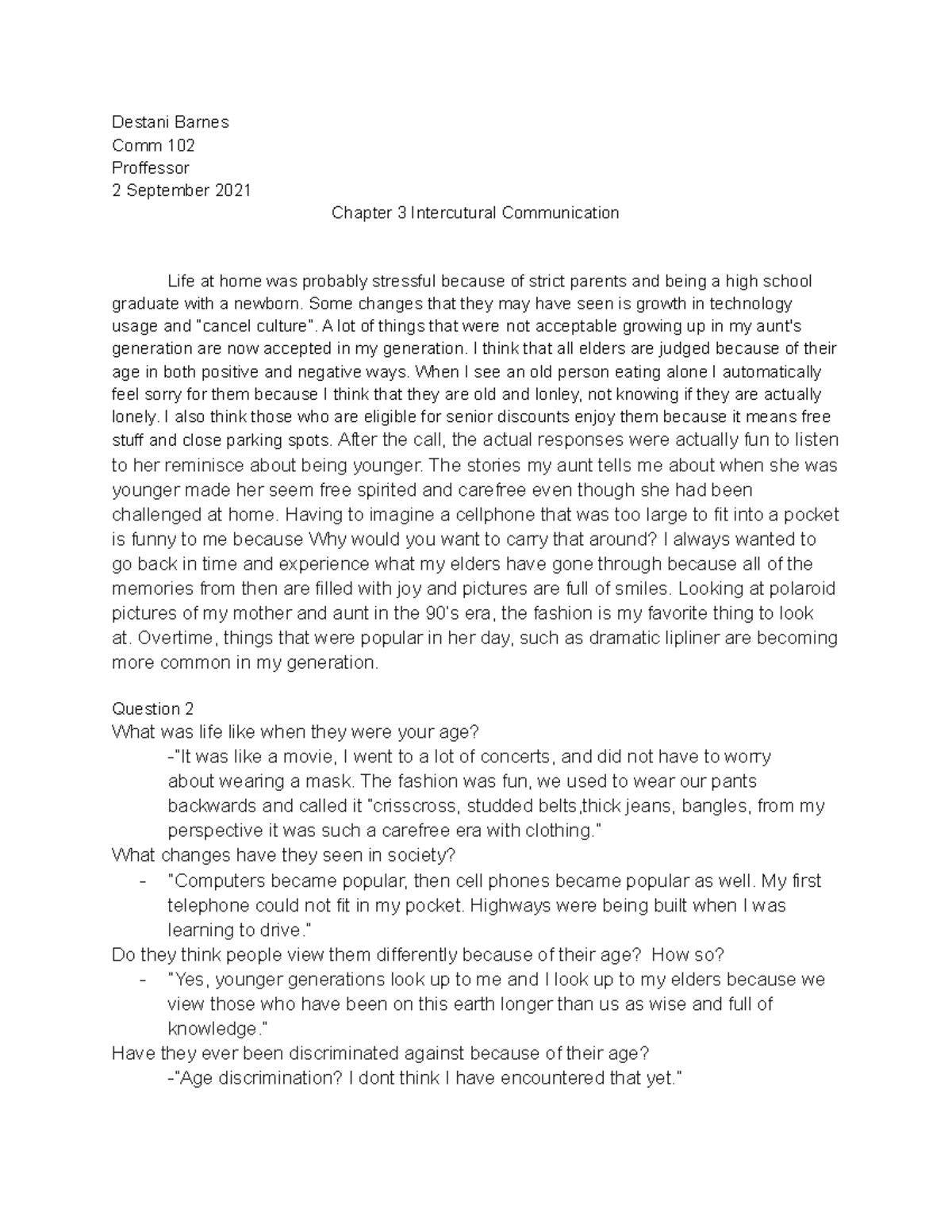 Chapter 3 Intercultural Communication - Destani Barnes Comm 102 ...