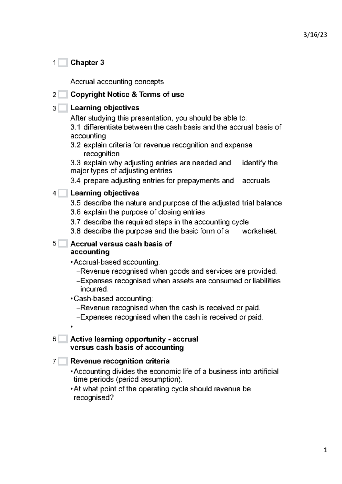 Chapter 3 notes - 3/16/ Chapter 3 Accrual accounting concepts Copyright ...