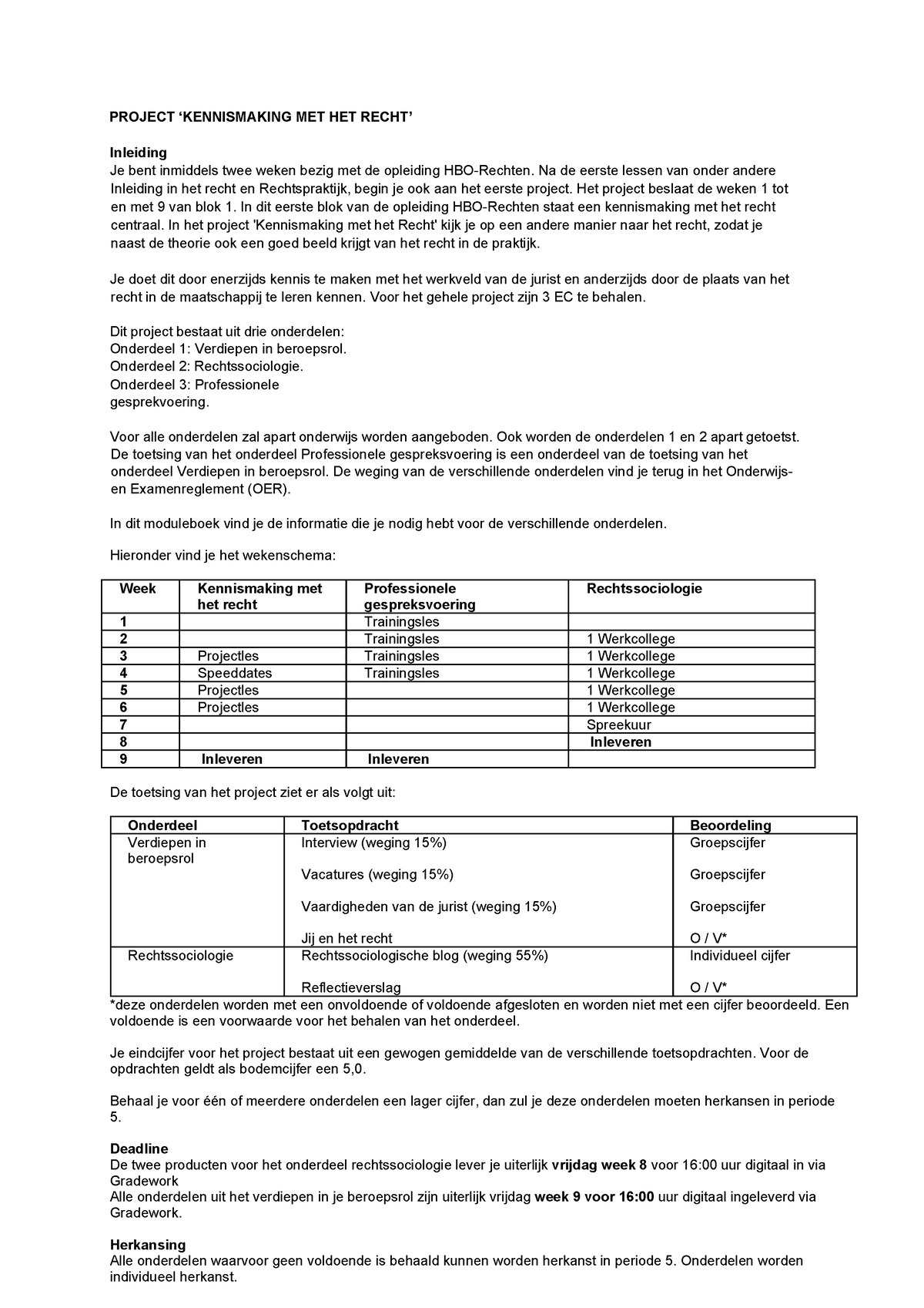 Moduleboek Project Kennismaking Met Het Recht 2324 - PROJECT ...