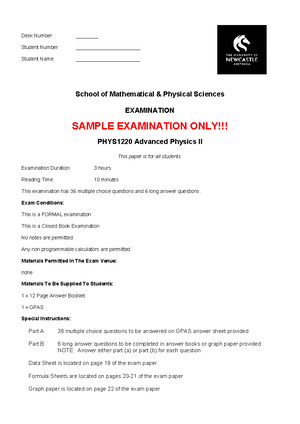 PHYS1220 Test 2 Practice Exam - School of Mathematical and Physical ...