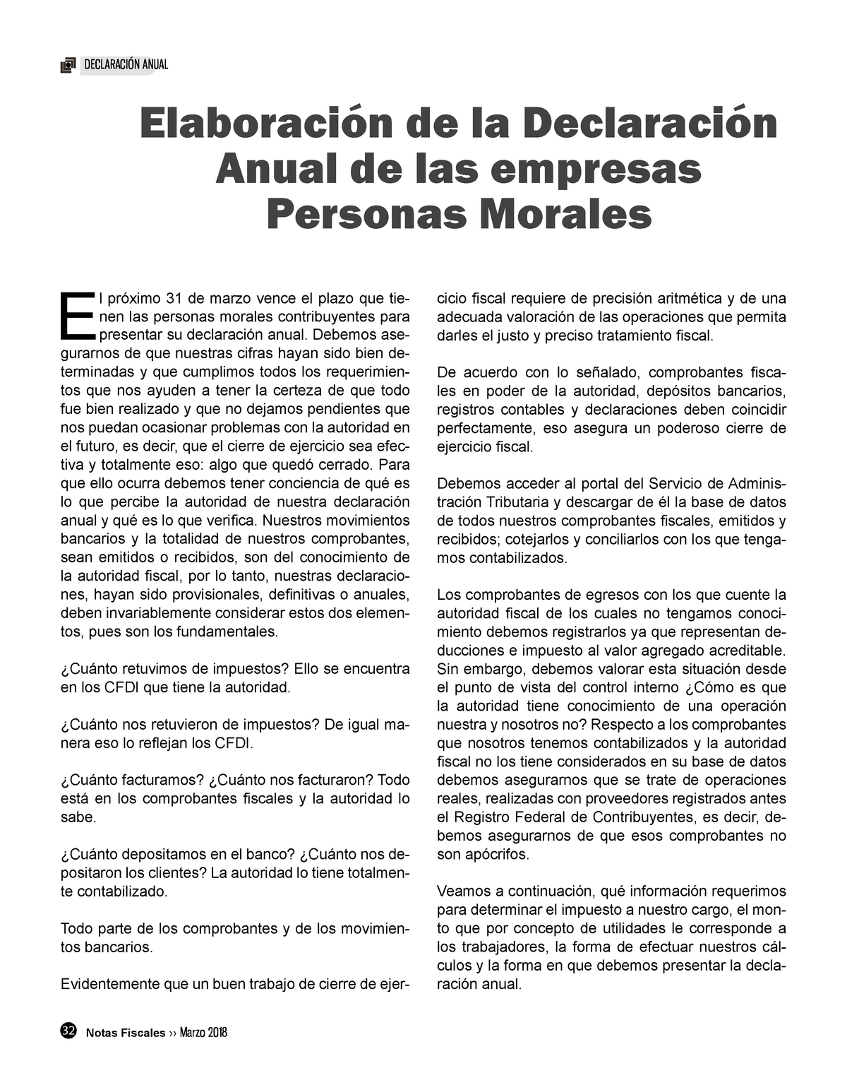 CASO 2018 Declaracion Personas Morales Notas Fiscales - Elaboración De ...