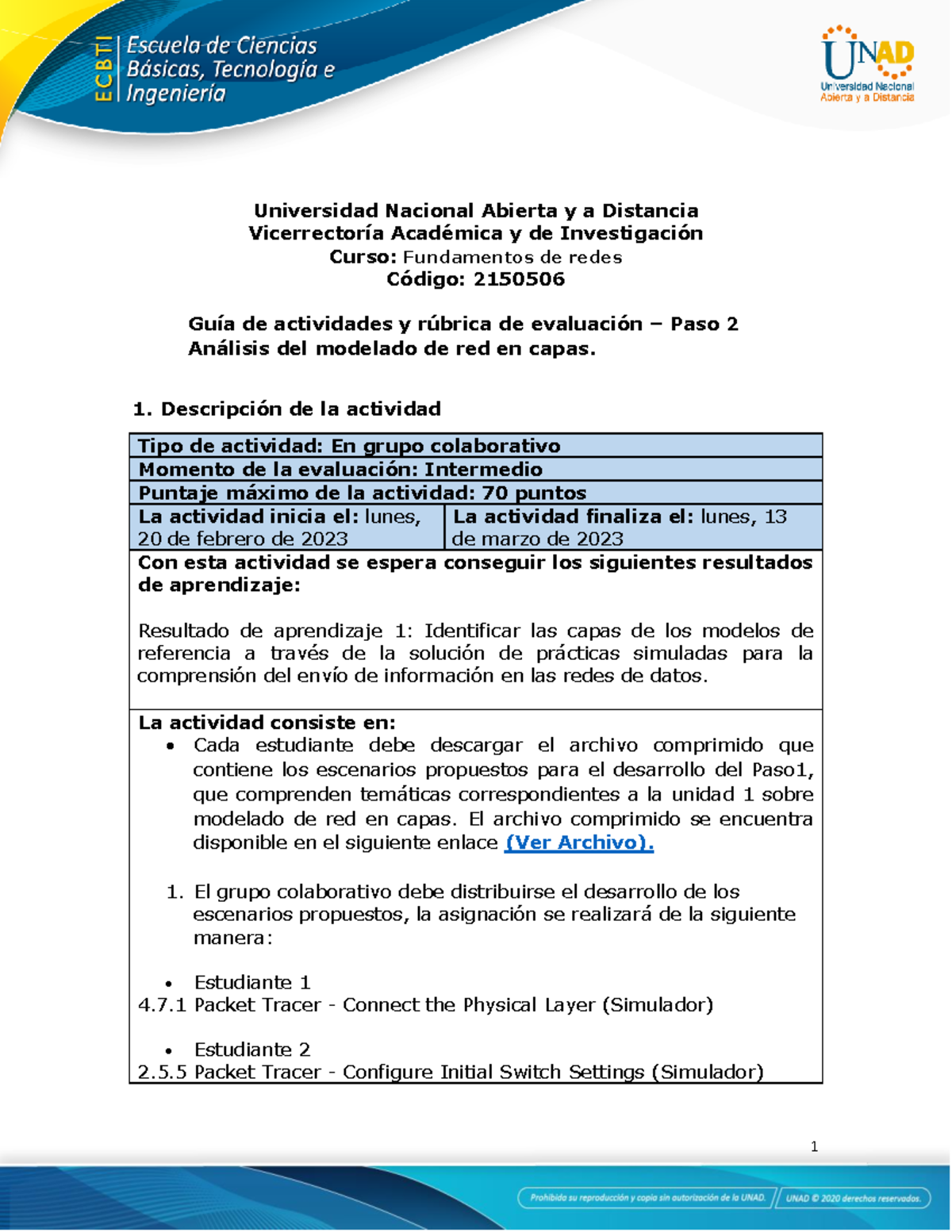 Guía De Actividades Y Rúbrica De Evaluacion Unidad 1 Paso 2 Análisis Del Modelado De Red 8817