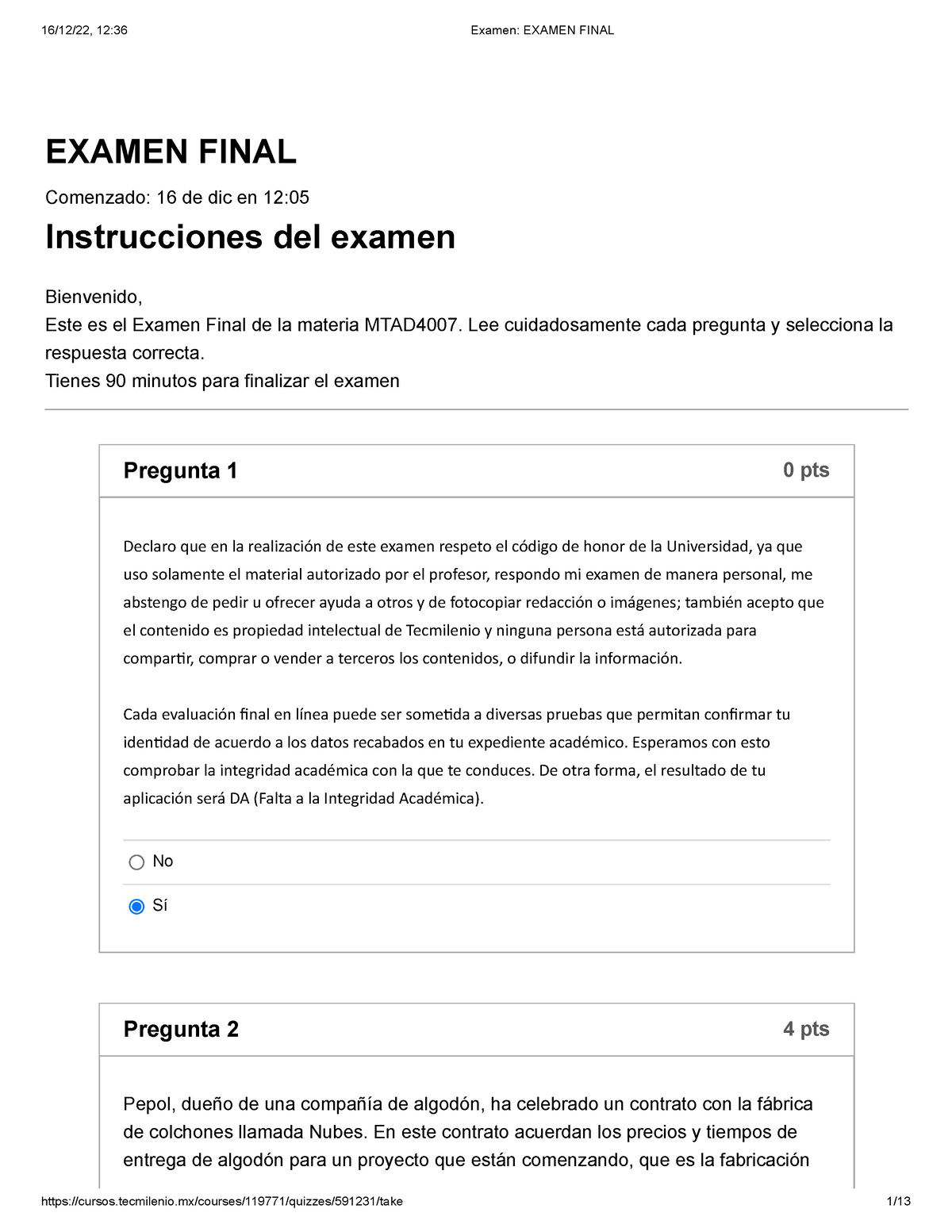 Examen Examen Final Mdi Examen Final Comenzado 16 De Dic En 12 Instrucciones Del Examen 4328