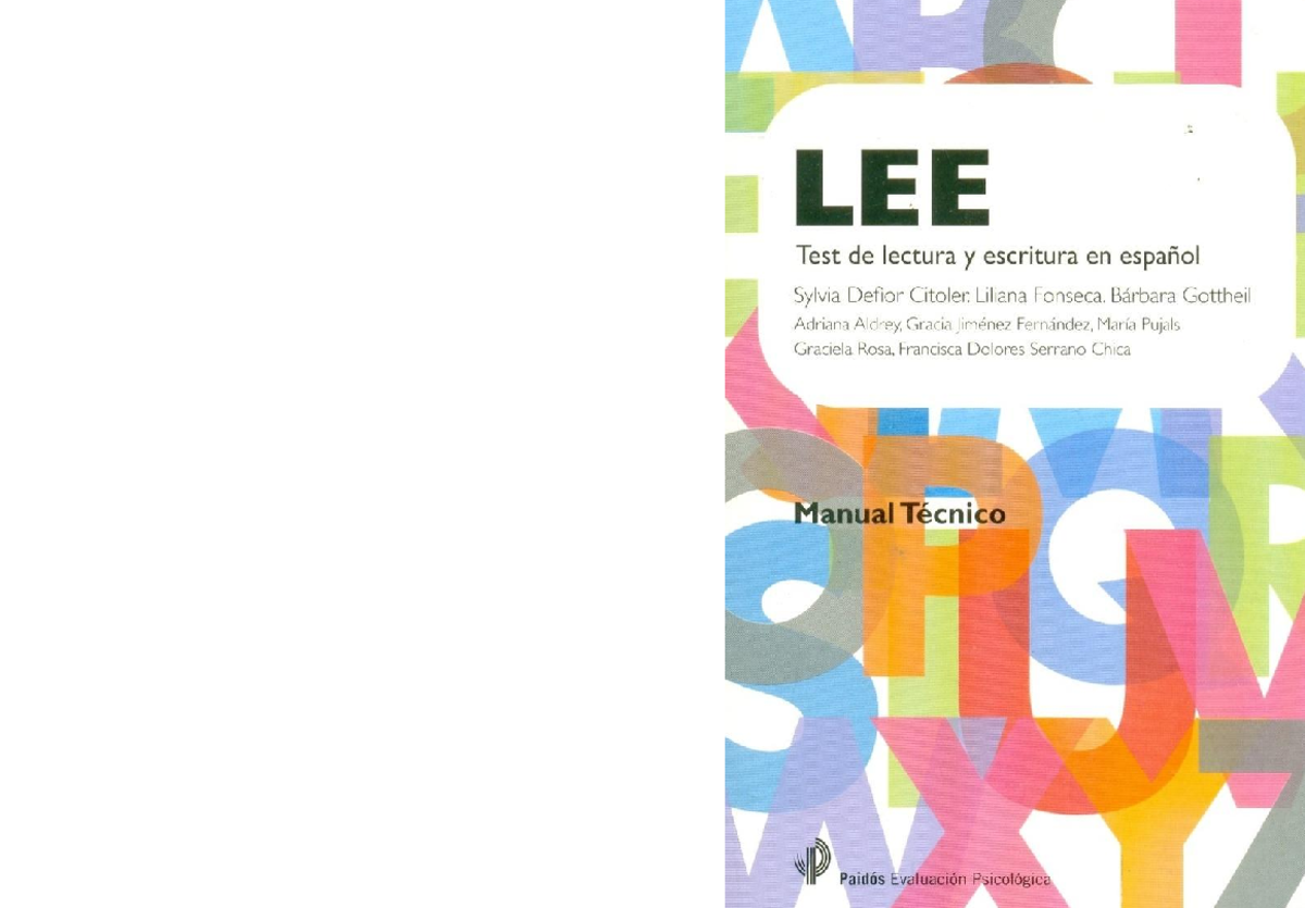 3. Manual Test (LEE) - LEE Test de lectura y escritura en español ...