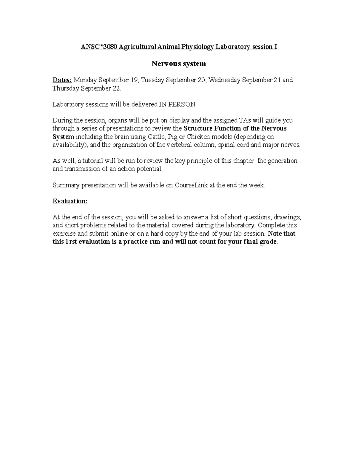 Lab+1+Overview+(Nervous+System) 2022 - ANSC*3080 Agricultural Animal ...