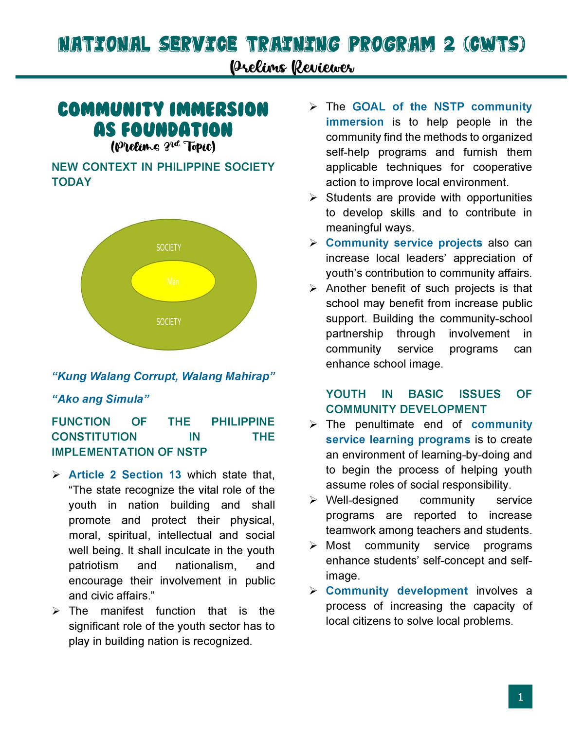 1- Prelims- Lesson-3 Community- Immersion-AS- Foundation-NSTP-2 ...