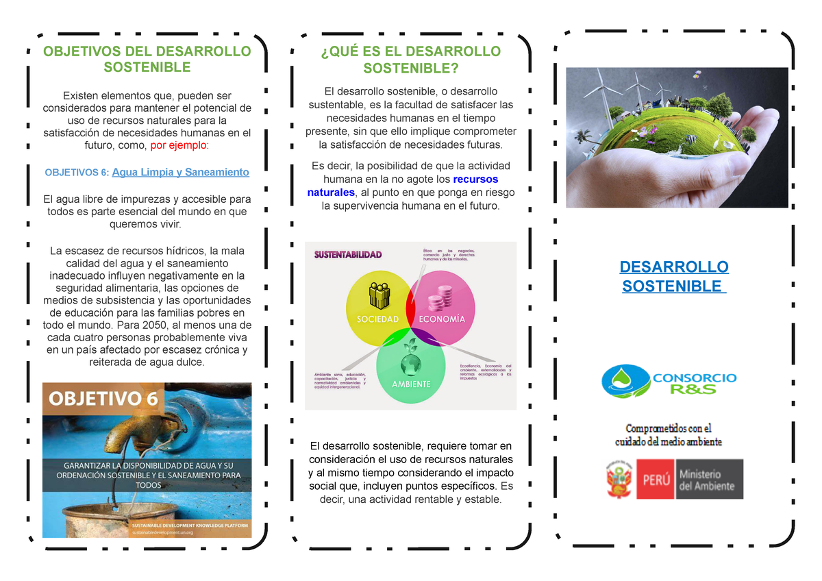 Triptico Desarrollo Sostenible Objetivos Del Desarrollo Sostenible Existen Elementos Que 0227