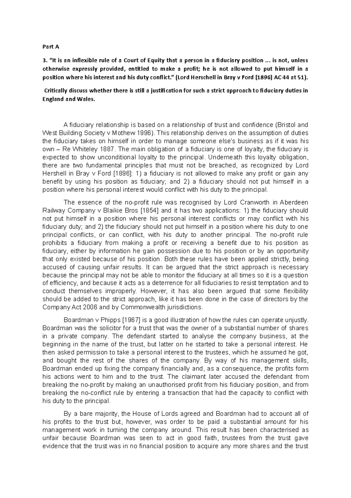 Questions And Answer For Trust Law Exam 68 Part A 3 It Is An