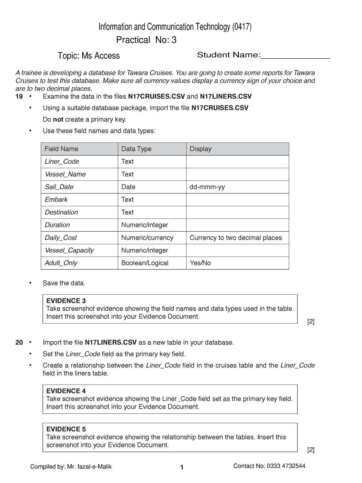 Access Practical 3 - Practical No: 3 1 Information And Communication ...