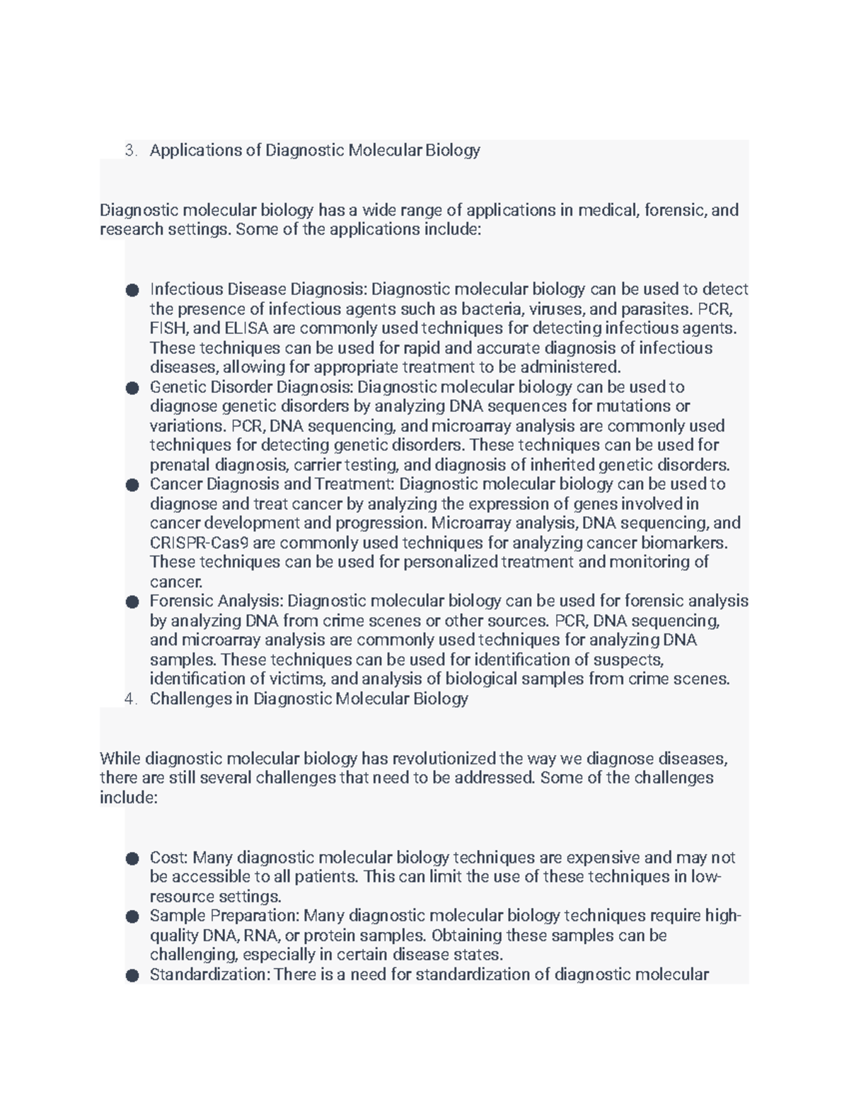 Diagnostic Molecular Biology 3-4 - Applications of Diagnostic Molecular ...