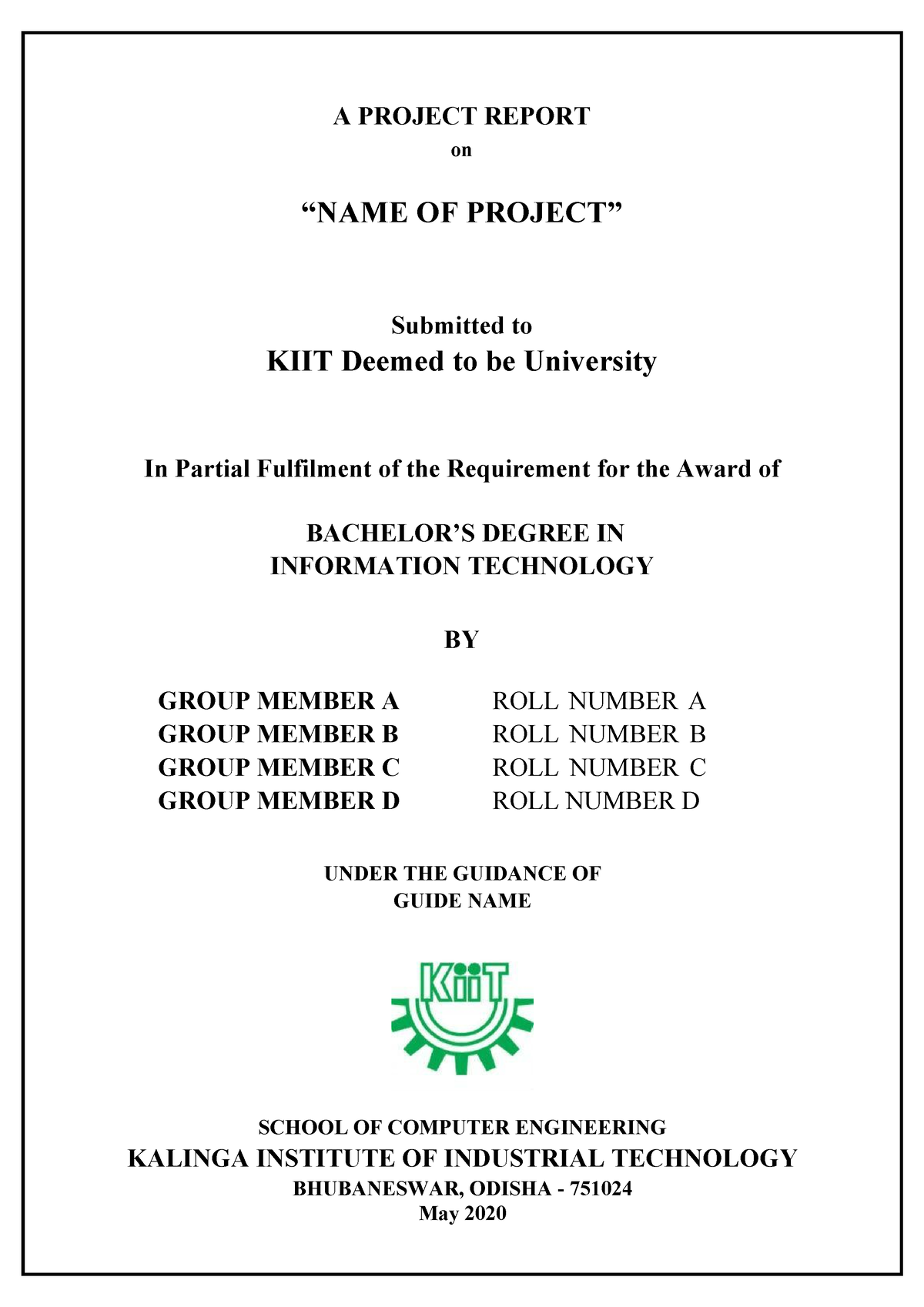 report-format-report-format-a-project-report-on-name-of-project