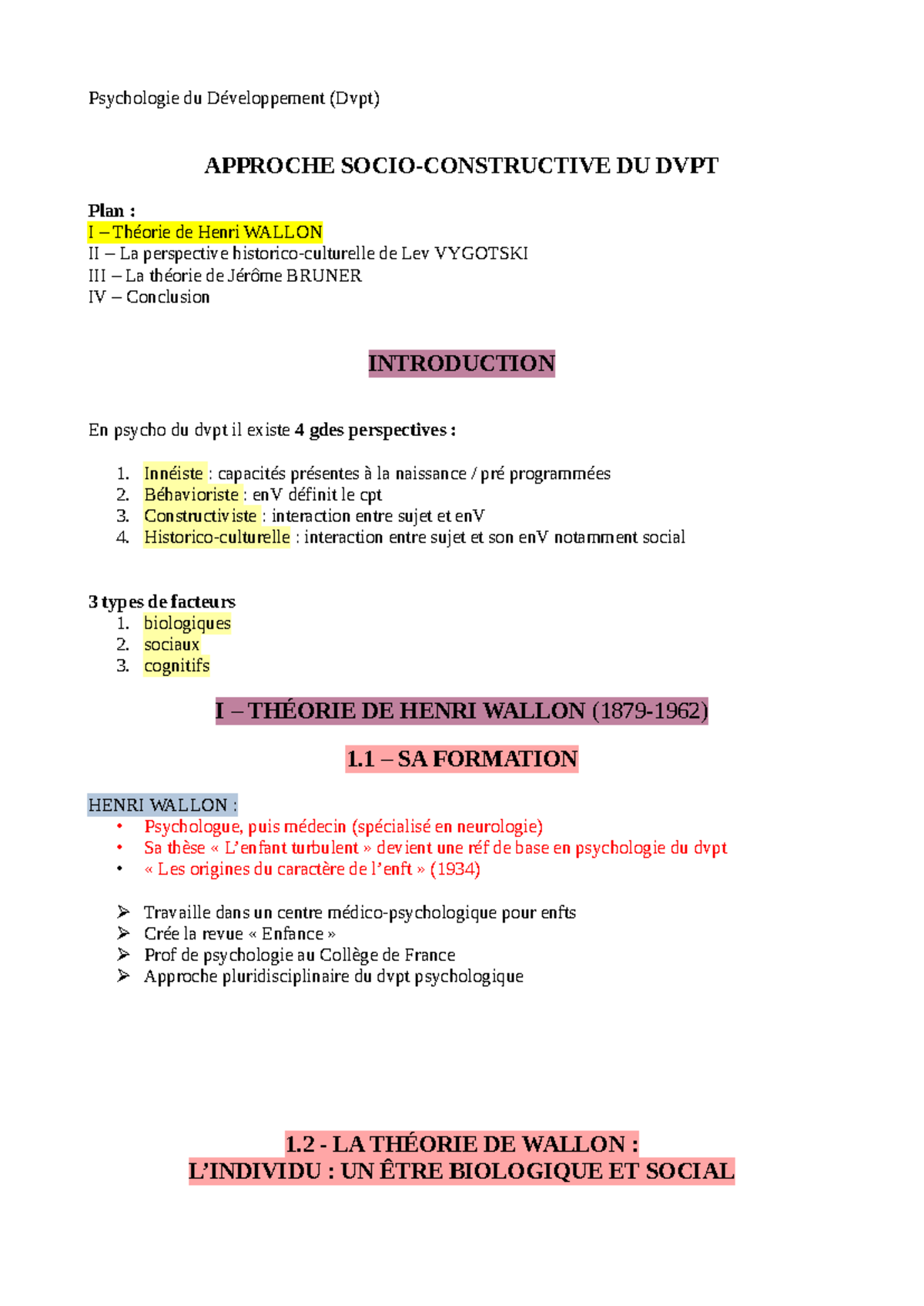 Psychologie du dvpt - Approche socio-constructive du développement ...