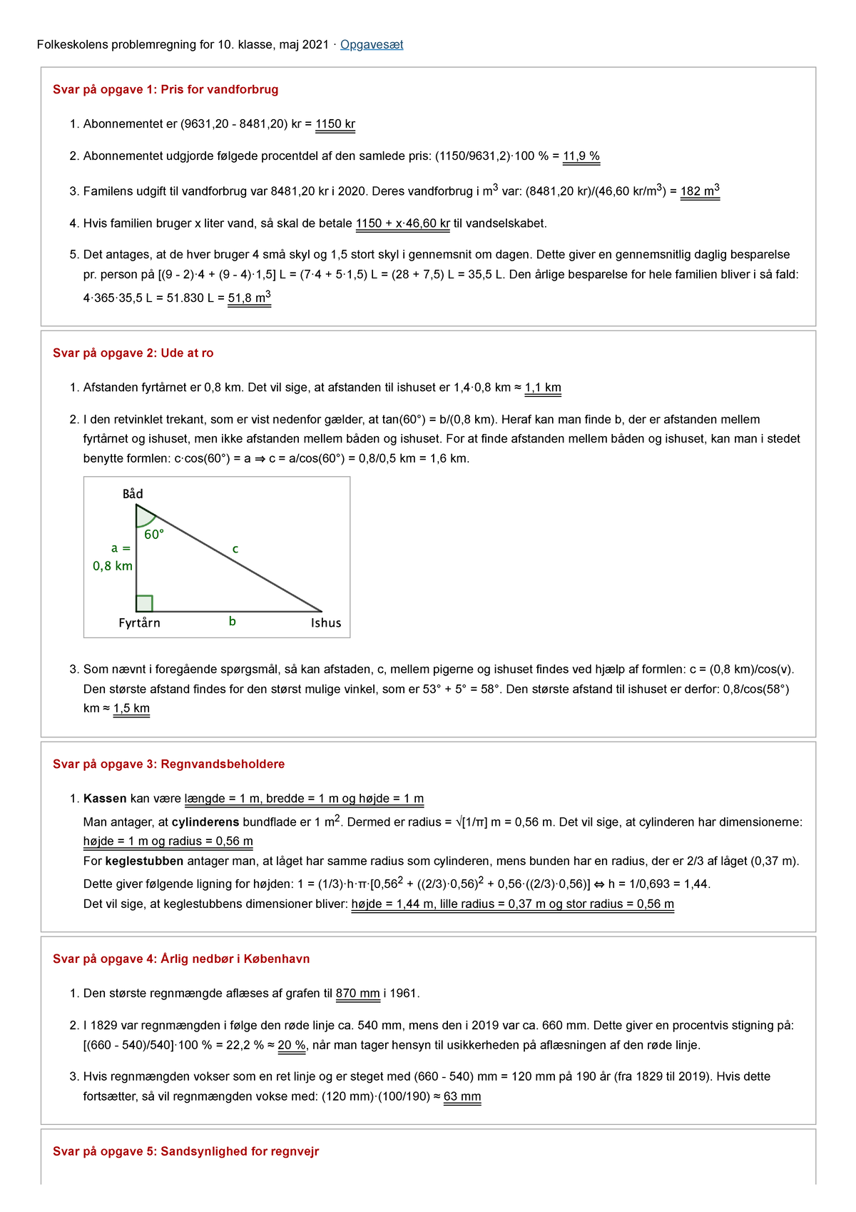 FP10 Maj 2021 Problem - Folkeskolens Problemregning For 10. Klasse, Maj ...