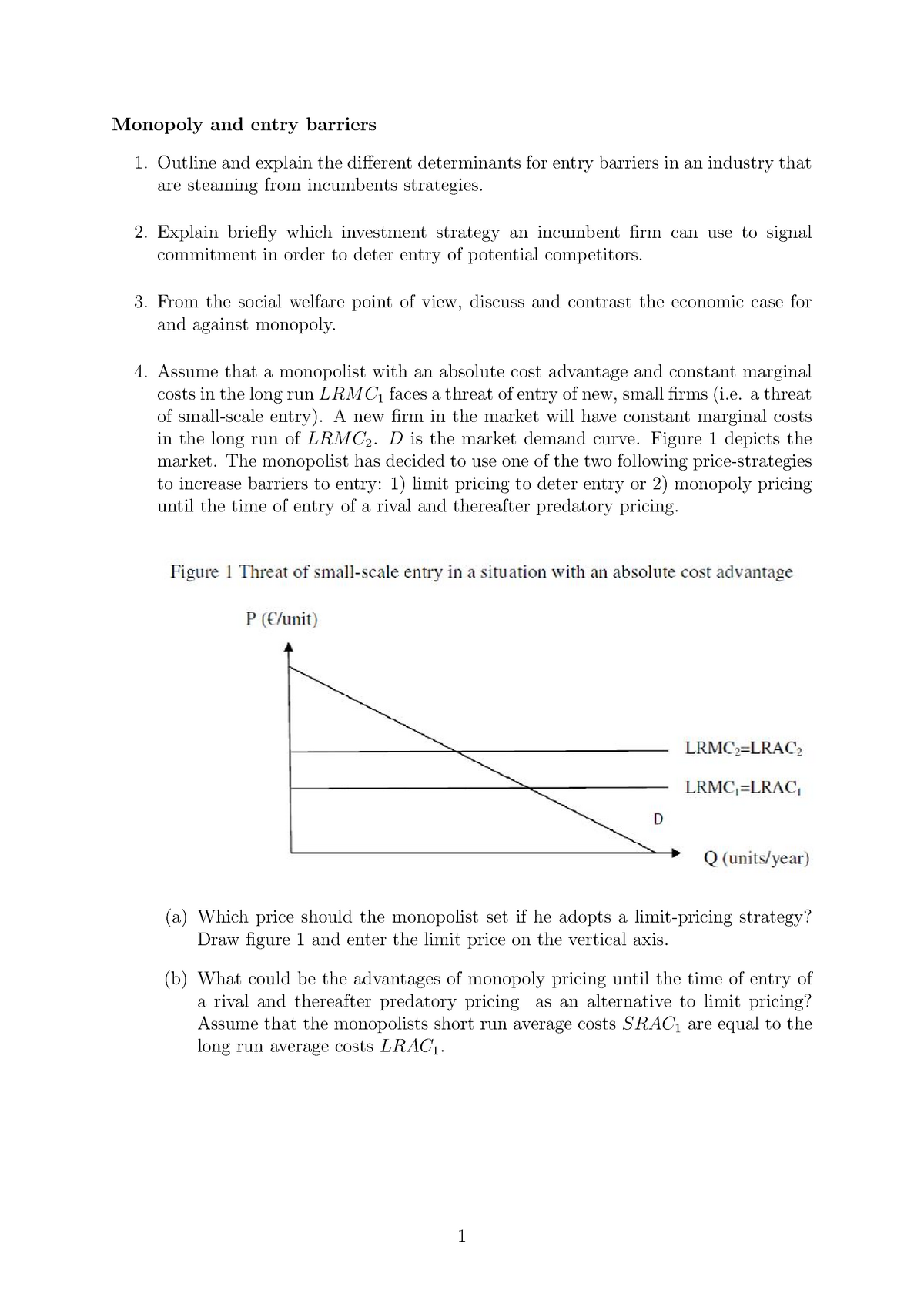 Sample/practice exam May 2015, Questions - Industrial Organisation and ...