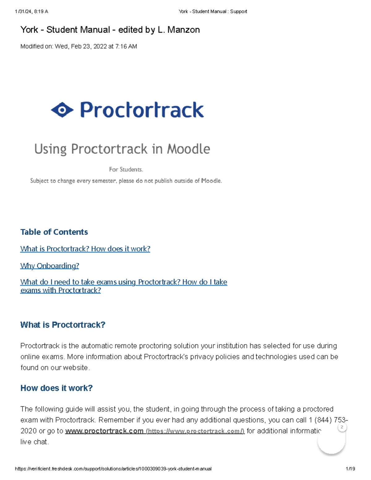 Proctortrack walkthrough with desk scan - 1/31/24, 8:19 A York ...