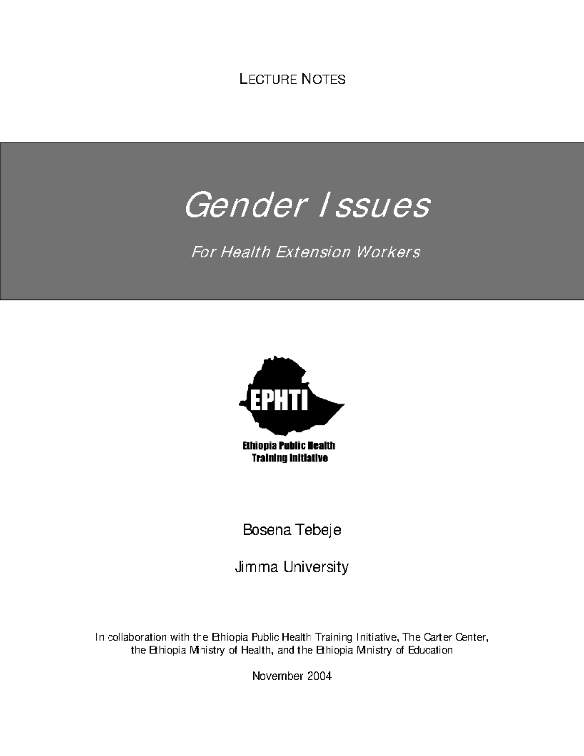 Gender notes - I wish to access them for my students too - L ECTURE N ...