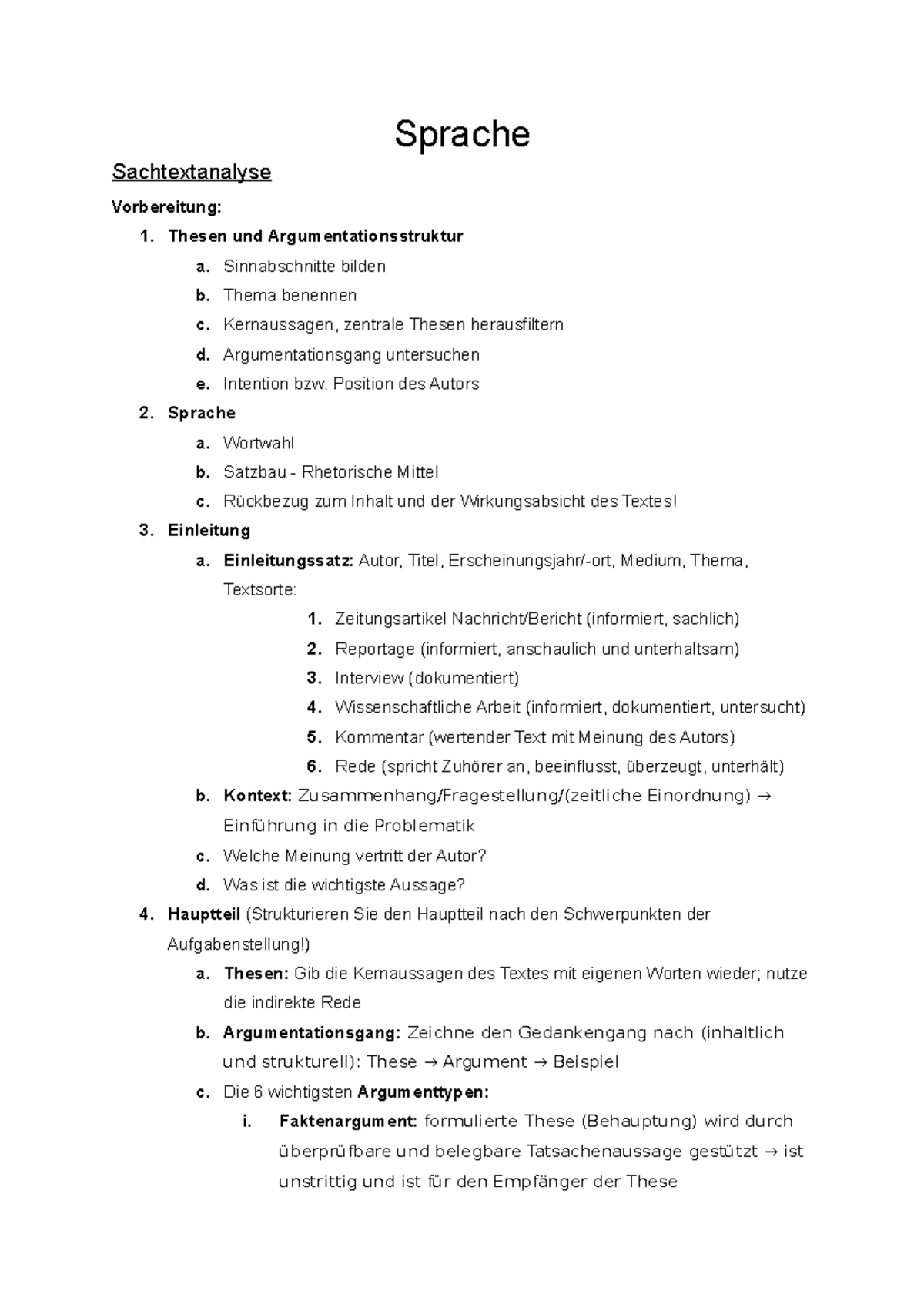 Deutsch GK Sprache Lernzettel Abitur - Sprache Sachtextanalyse ...