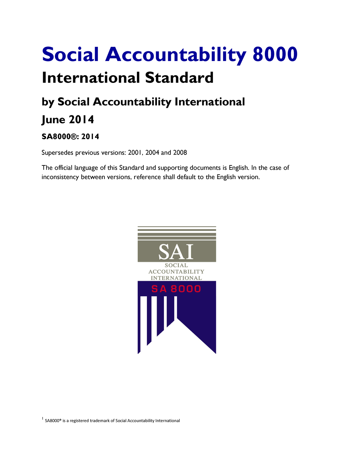 SA8000 Standard 2014 - Social Accountability 8000 International ...