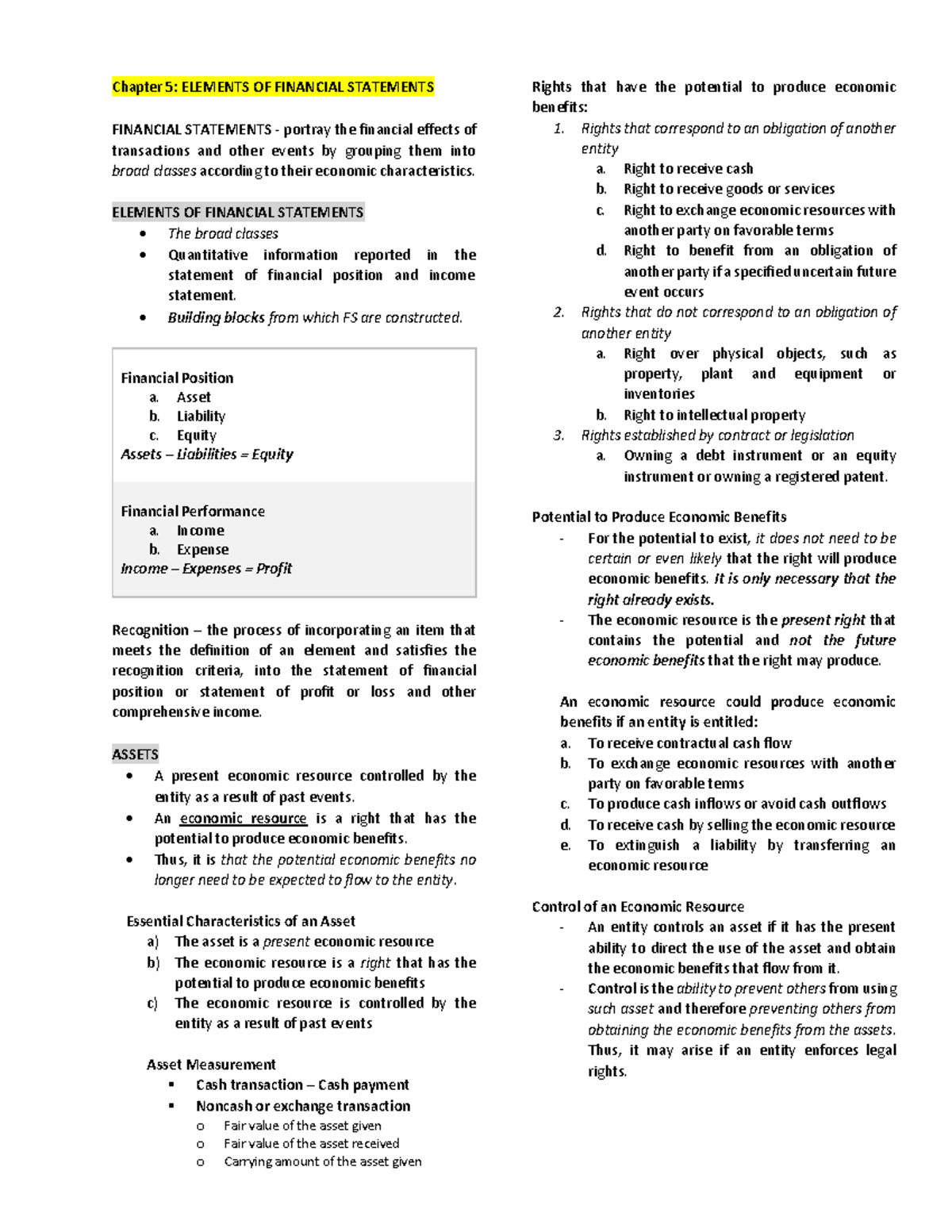 ACCA - Chapter 5-6 (a5) - transes - Chapter 5: ELEMENTS OF FINANCIAL ...