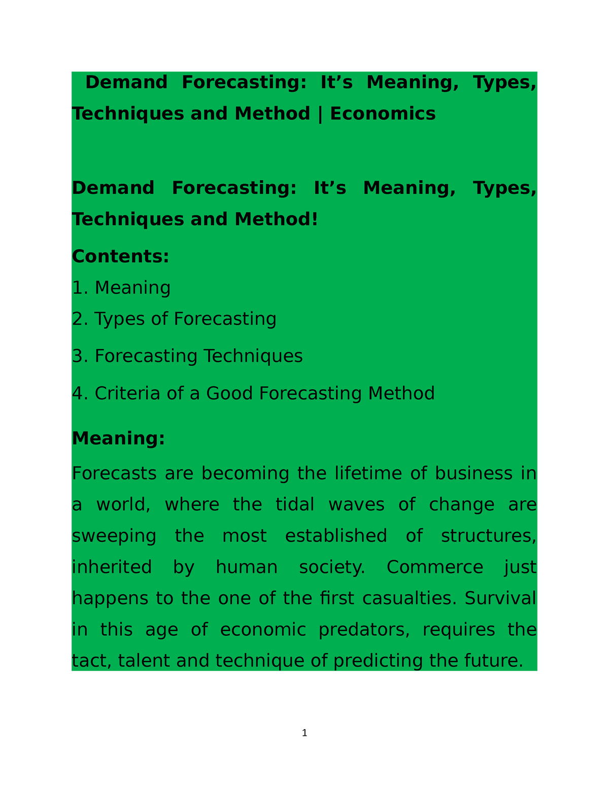 Demand Forecasting It S Meaning Types Techniques And Method Economics   Thumb 1200 1553 