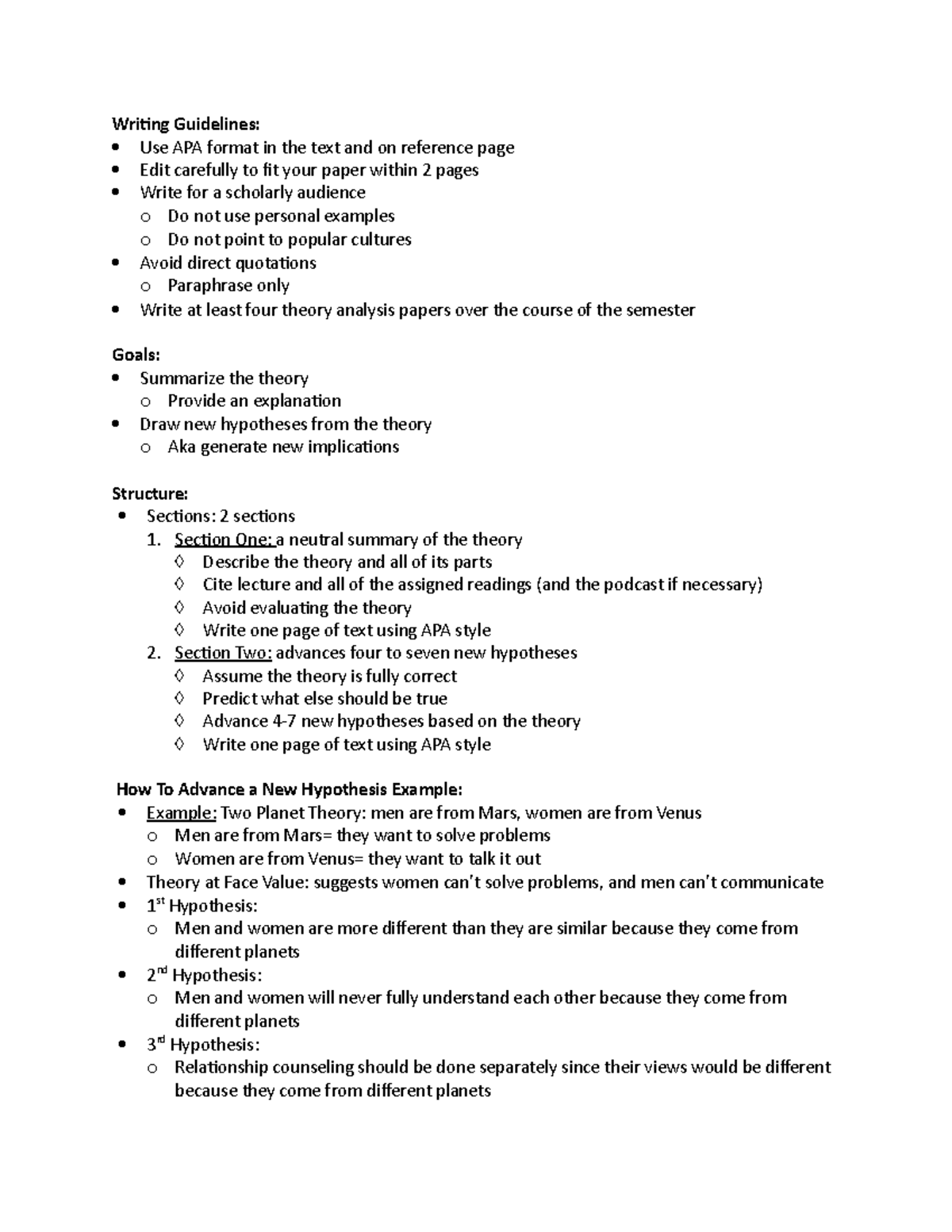 how to state hypothesis in apa paper