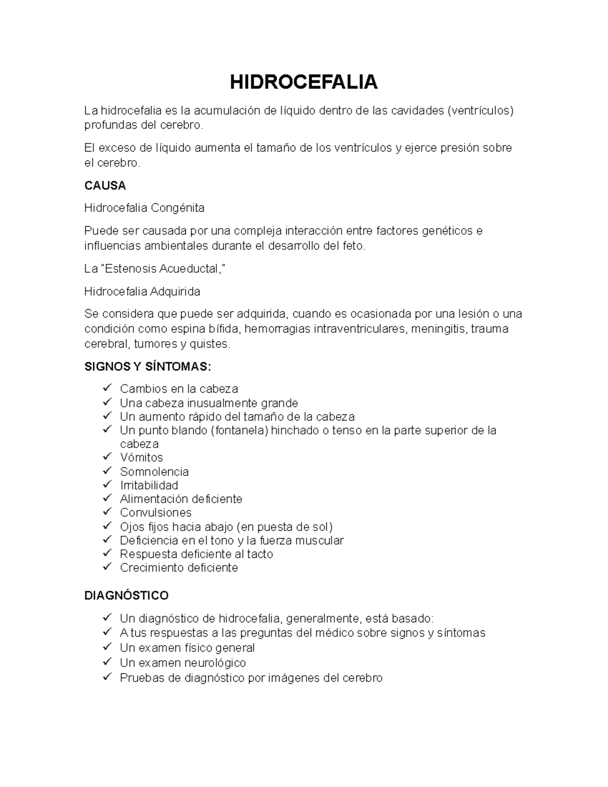 Diagnóstico de hidrocefalia congénita